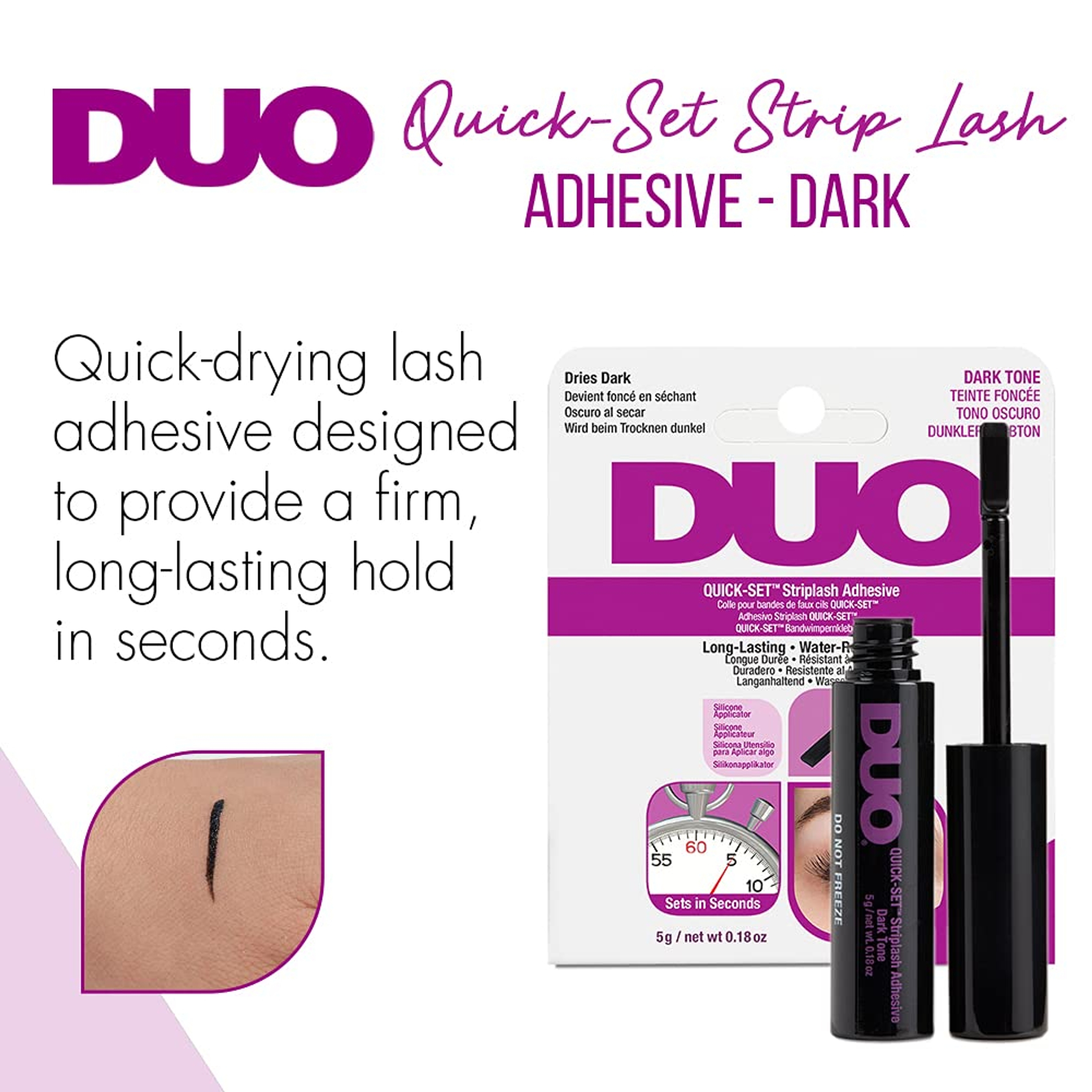 Ardell DUO Quick-Set Striplash Adhesive, Dark Tone, 0.18 oz - Fast-Drying Waterproof Eyelash Glue with Long-Lasting Hold 2