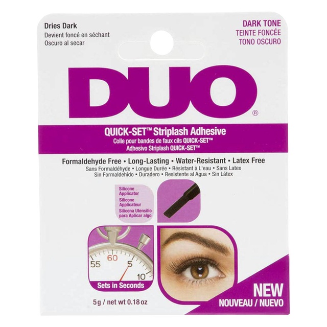 Ardell DUO Quick-Set Striplash Adhesive, Dark Tone, 0.18 oz - Fast-Drying Waterproof Eyelash Glue with Long-Lasting Hold