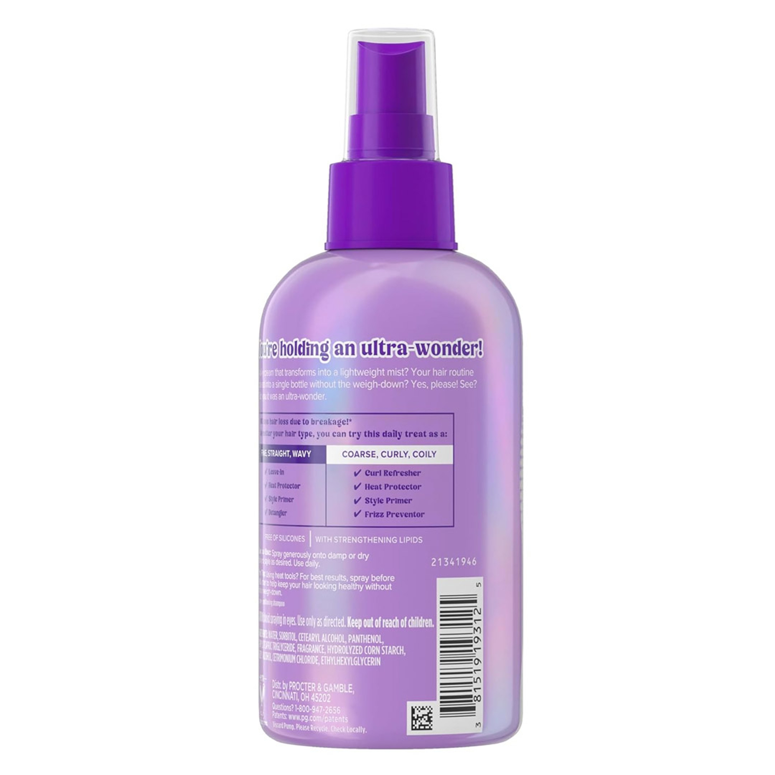 Aussie Ultra Wonder Daily Mist 7.6 fl.oz - Lightweight Multi-Use Detangler for All Hair Types & Curls 9