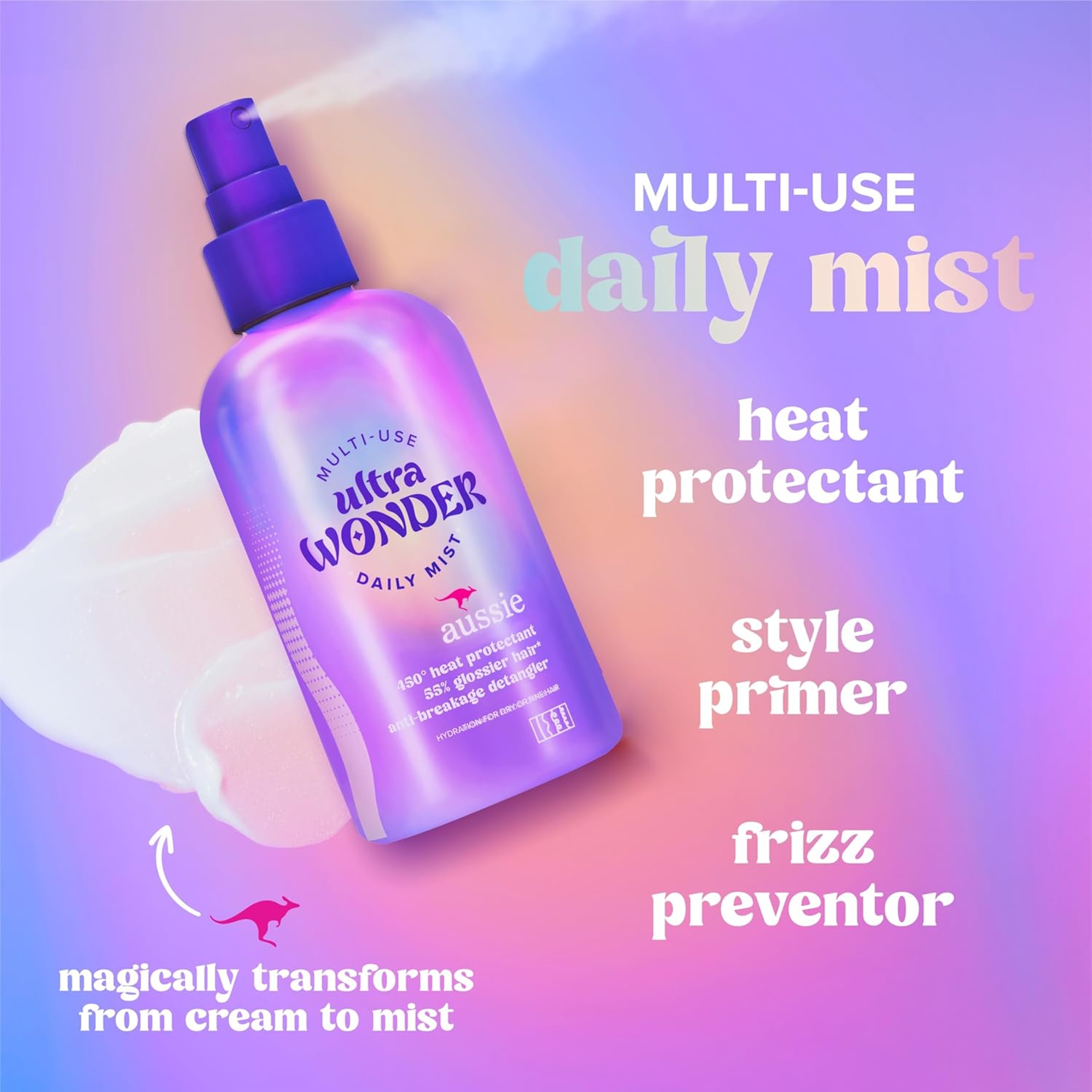 Aussie Ultra Wonder Daily Mist 7.6 fl.oz - Lightweight Multi-Use Detangler for All Hair Types & Curls 2