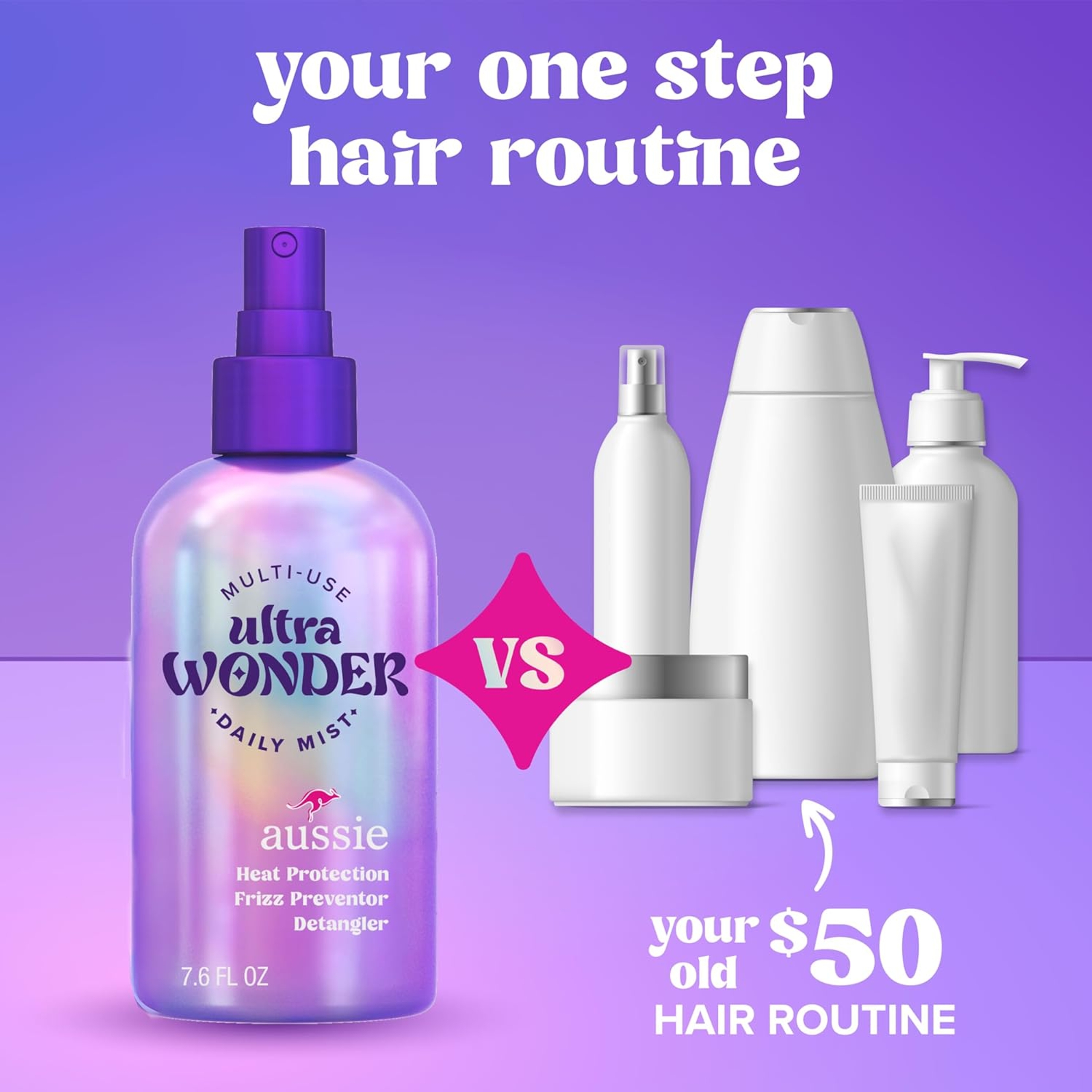 Aussie Ultra Wonder Daily Mist 7.6 fl.oz - Lightweight Multi-Use Detangler for All Hair Types & Curls 7