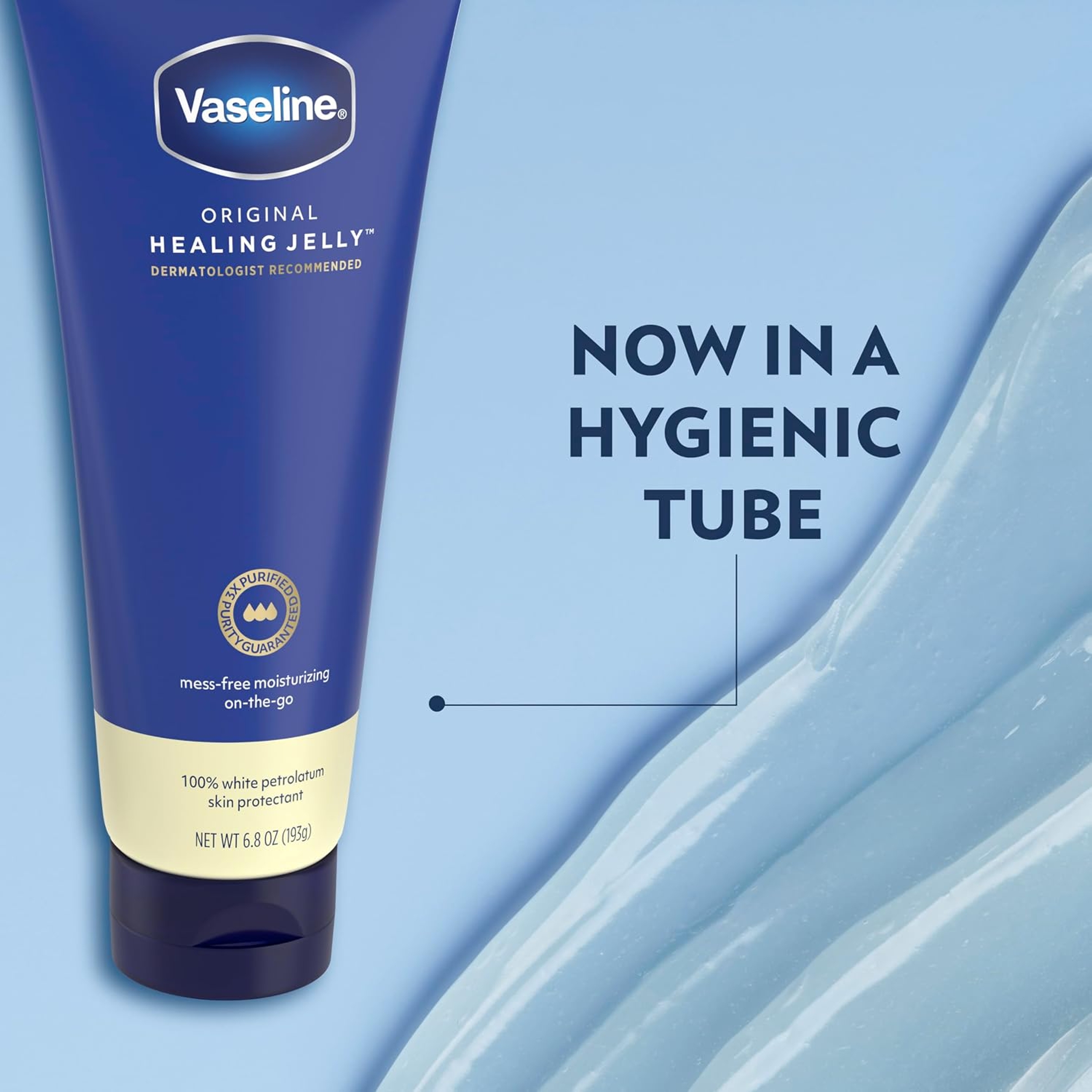 Vaseline Original Healing Jelly Tube 6.8 oz - Petroleum Skin Protectant for Cracked & Dry Skin, Fragrance-Free 2