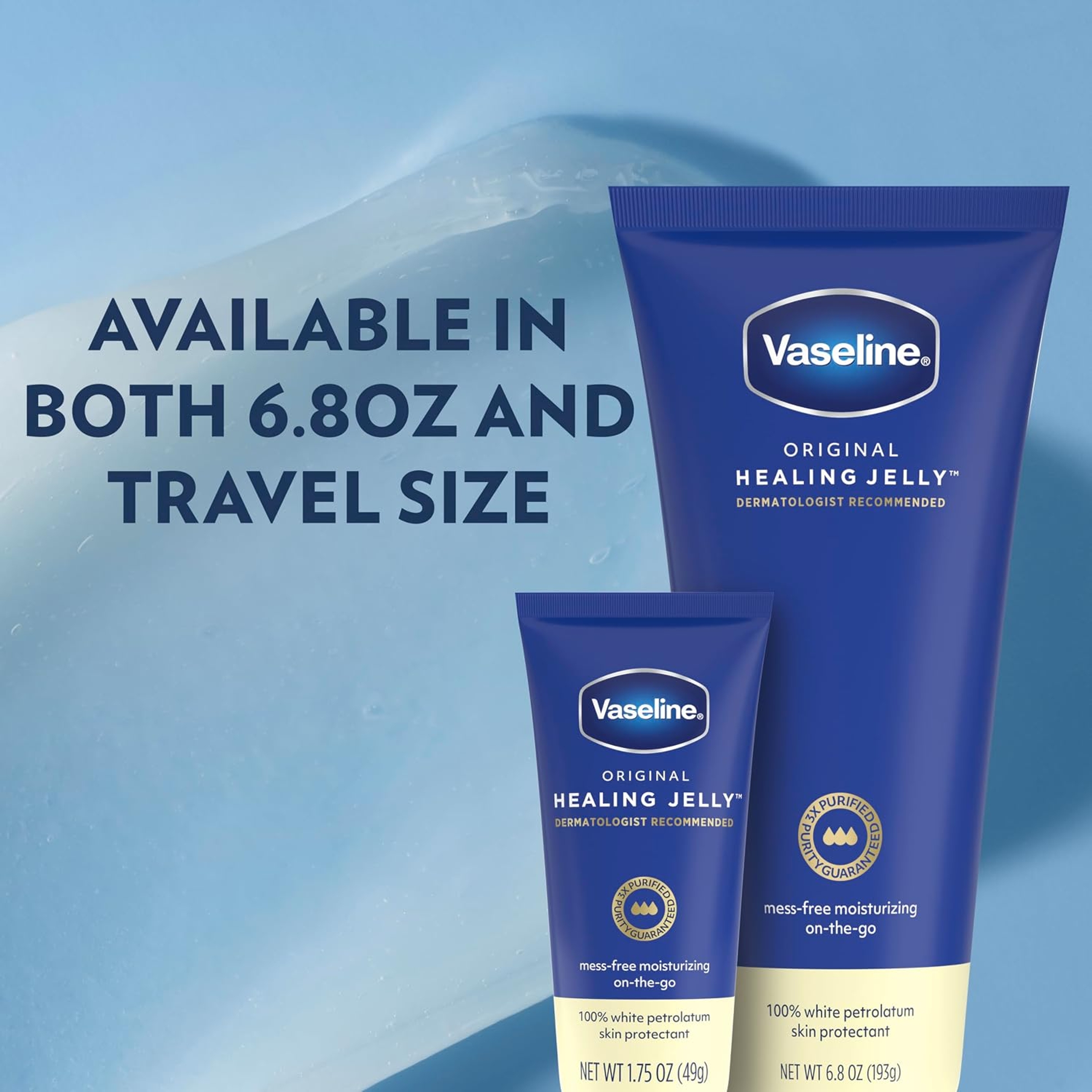 Vaseline Original Healing Jelly Tube 6.8 oz - Petroleum Skin Protectant for Cracked & Dry Skin, Fragrance-Free 3