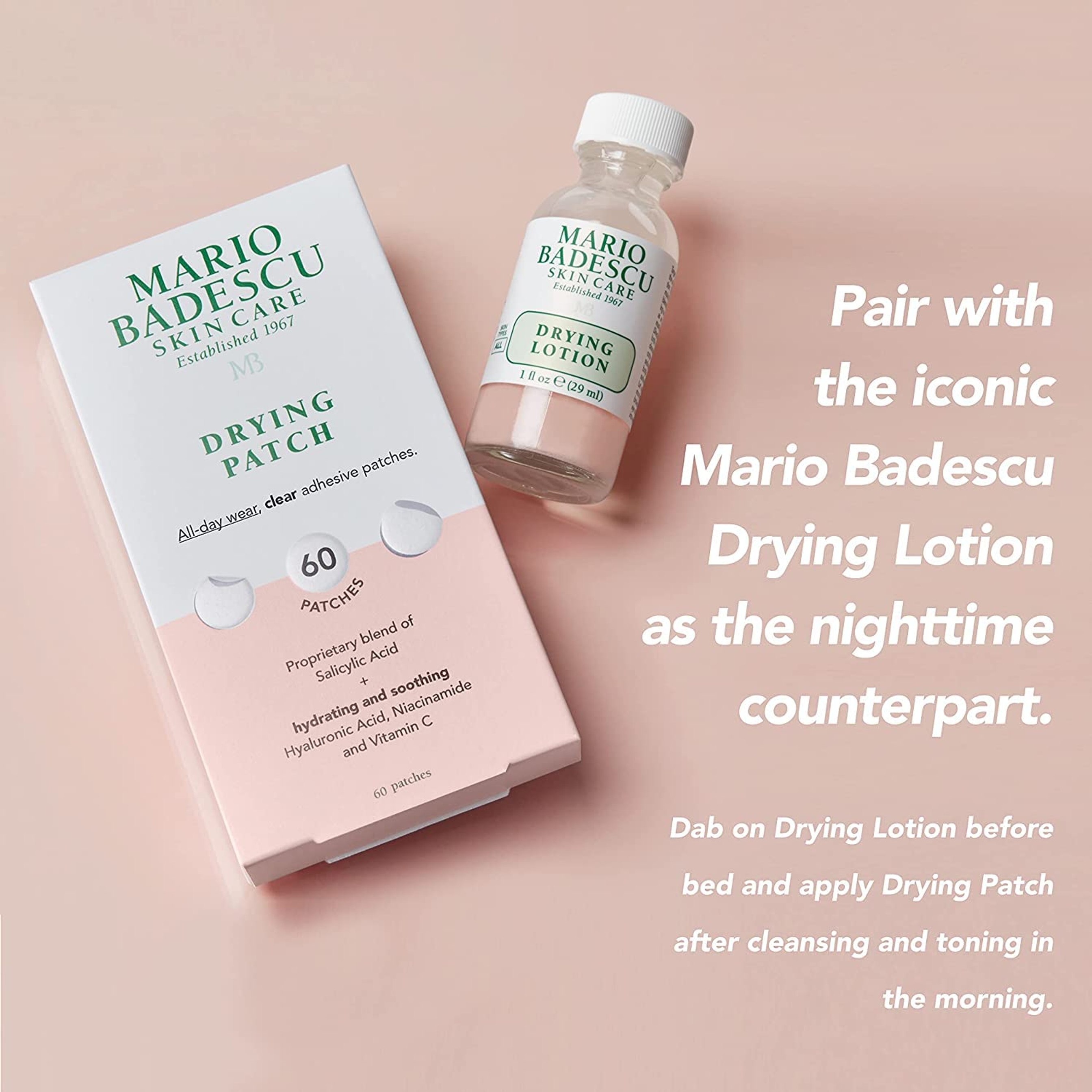 Mario Badescu The Anti Blemish Drying Duo - Drying Lotion Glass Bottle 1 fl.oz & Drying Patch 60 Patches 6
