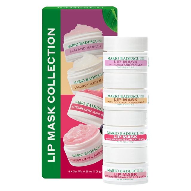 Mario Badescu Lip Mask Collection 0.28 oz (Pack of 4) - Overnight Lip Treatment with Coconut Oil & Hydrating Shea Butter