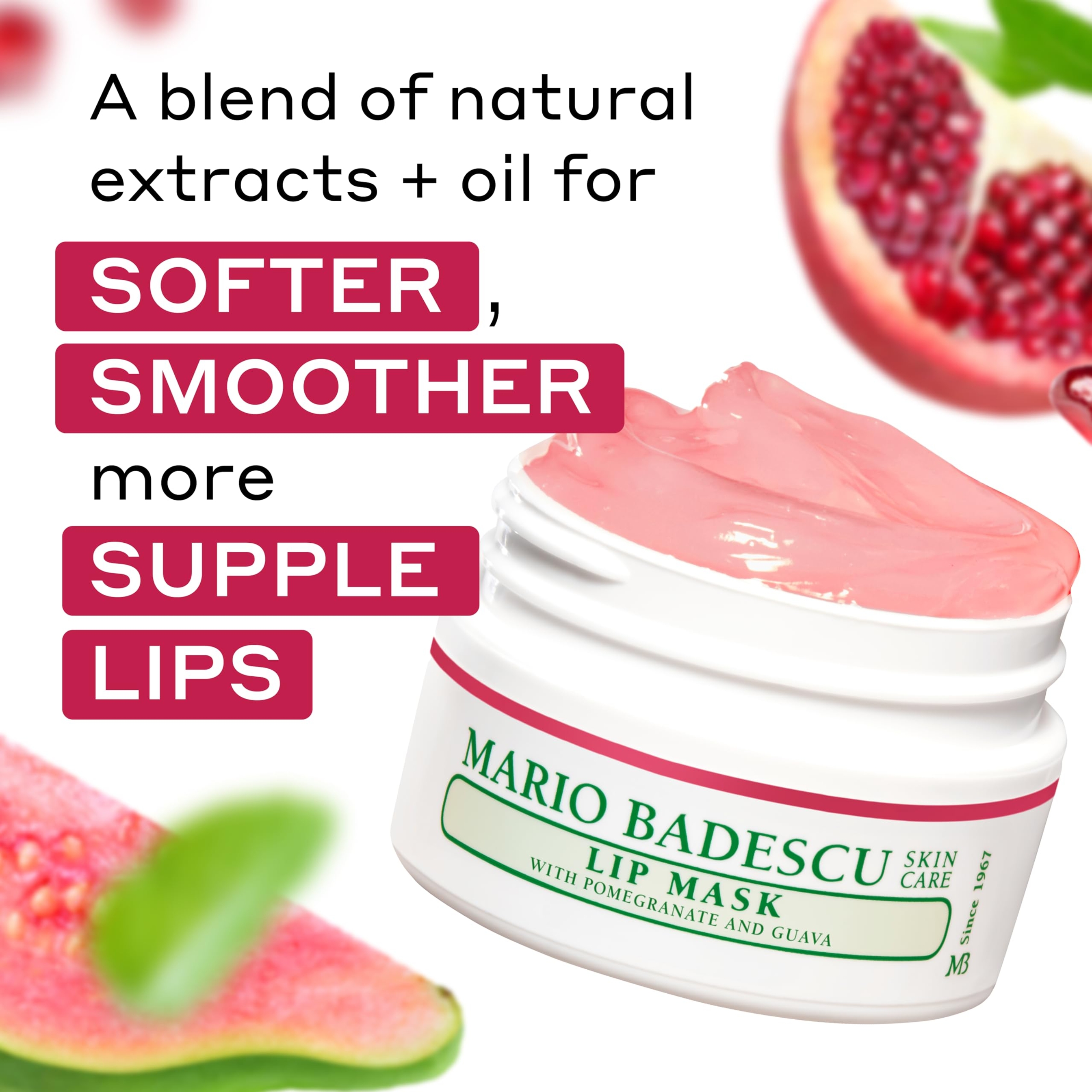 Mario Badescu Lip Mask, Pomegranate & Guava, 0.5 oz - Overnight Lip Treatment with Coconut Oil & Hydrating Shea Butter 2
