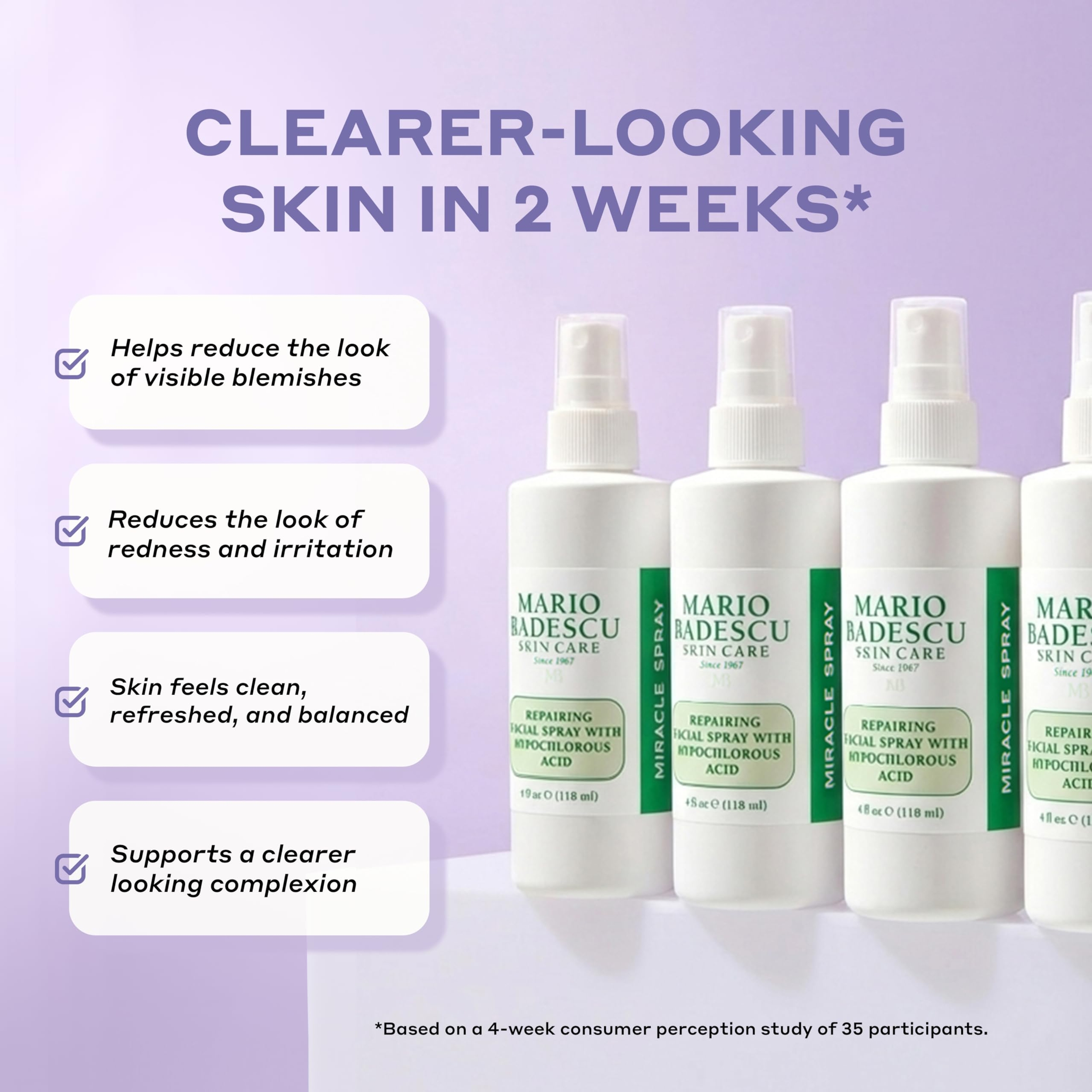 Mario Badescu Repairing Facial Spray with Hypochlorous Acid 4 fl.oz - Soothes & Hydrates Irritated Skin, Reduces Redness 4