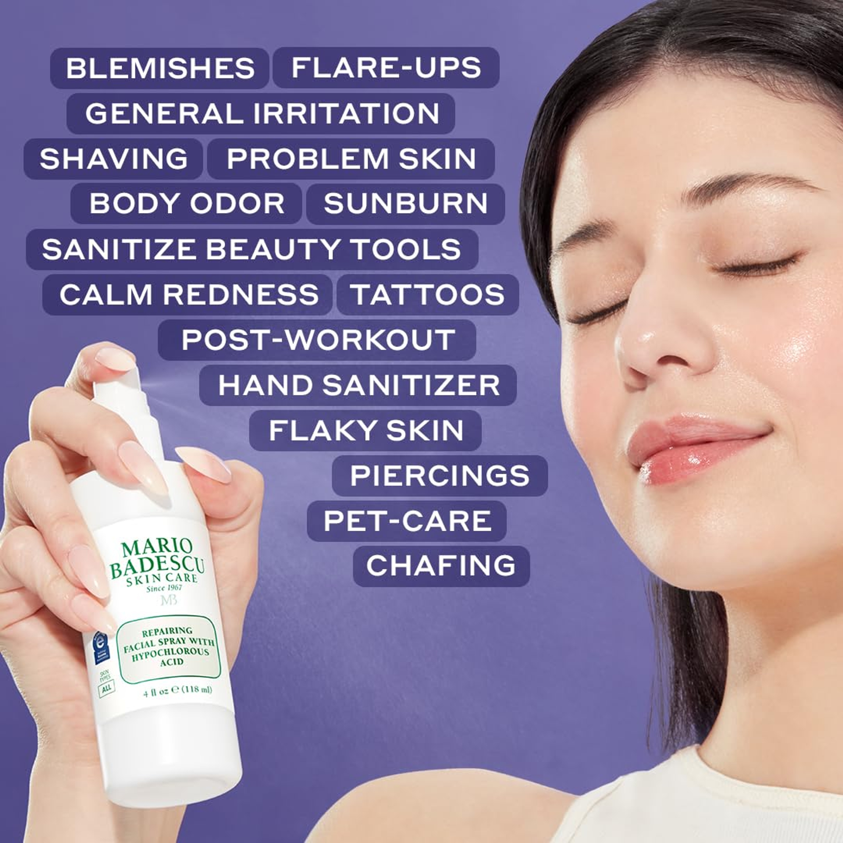 Mario Badescu Repairing Facial Spray with Hypochlorous Acid 4 fl.oz - Soothes & Hydrates Irritated Skin, Reduces Redness 5