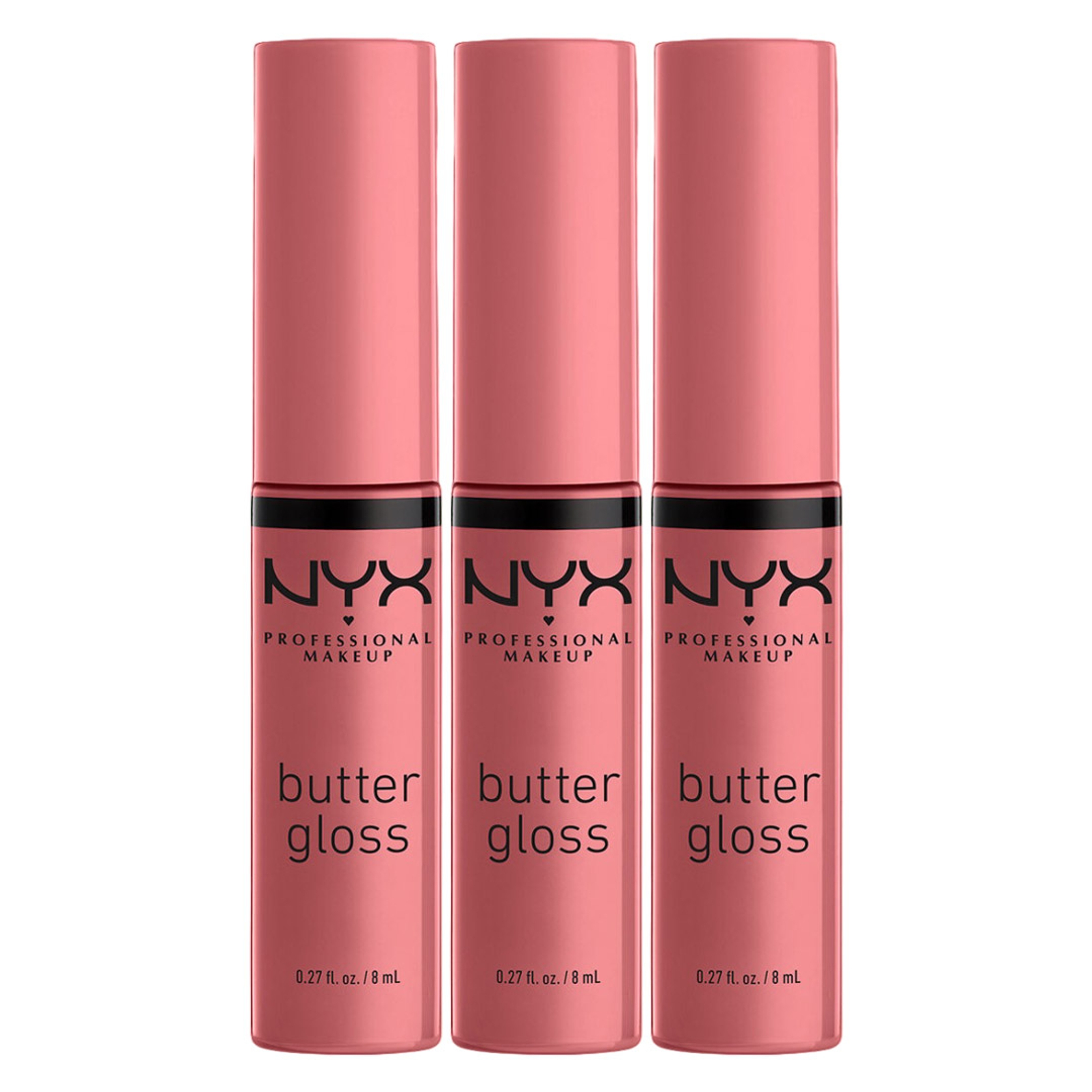NYX Professional Makeup Butter Gloss Lip Gloss, Tiramisu, 0.27 fl.oz (Pack of 3) - Non-Sticky & Shiny Vegan Lip Makeup 1