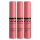 NYX Professional Makeup Butter Gloss Lip Gloss, Tiramisu, 0.27 fl.oz (Pack of 3) - Non-Sticky & Shiny Vegan Lip Makeup 1