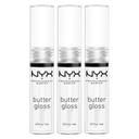 NYX Professional Makeup Butter Gloss Lip Gloss, Sugar Glass, 0.27 fl.oz (Pack of 3) - Non-Sticky & Shiny Vegan Lip Makeup 1
