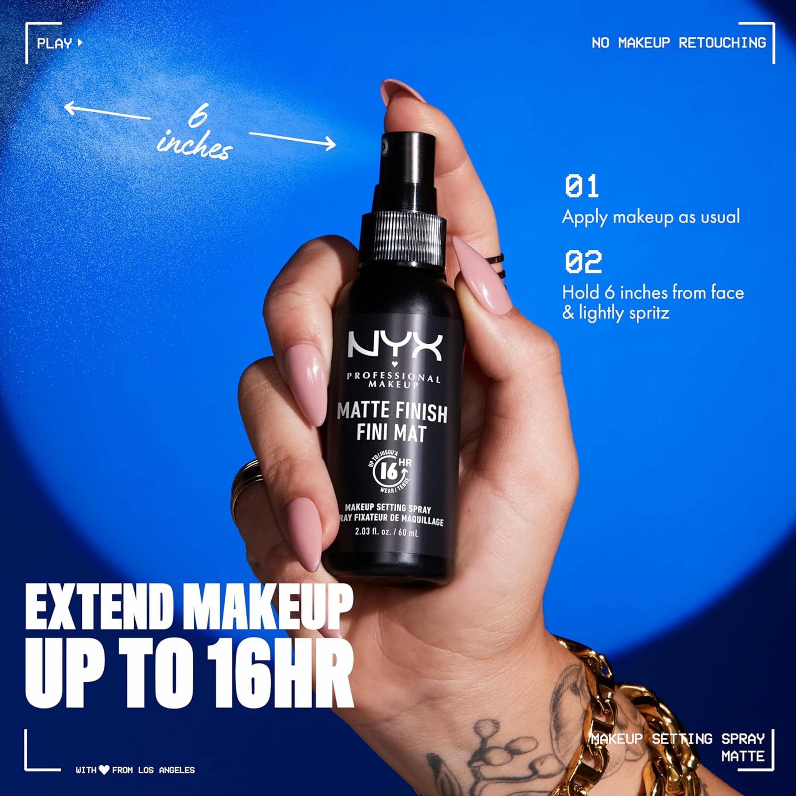 NYX Professional Makeup Makeup Setting Spray 2.03 fl.oz (Pack of 3) - Matte Finish, Long-Lasting Face Mist 3