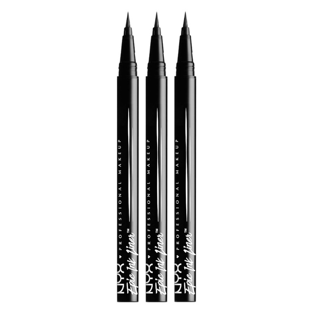 NYX Professional Makeup Epic Ink Waterproof Liquid Eyeliner, Black, 1 Count (Pack of 3)