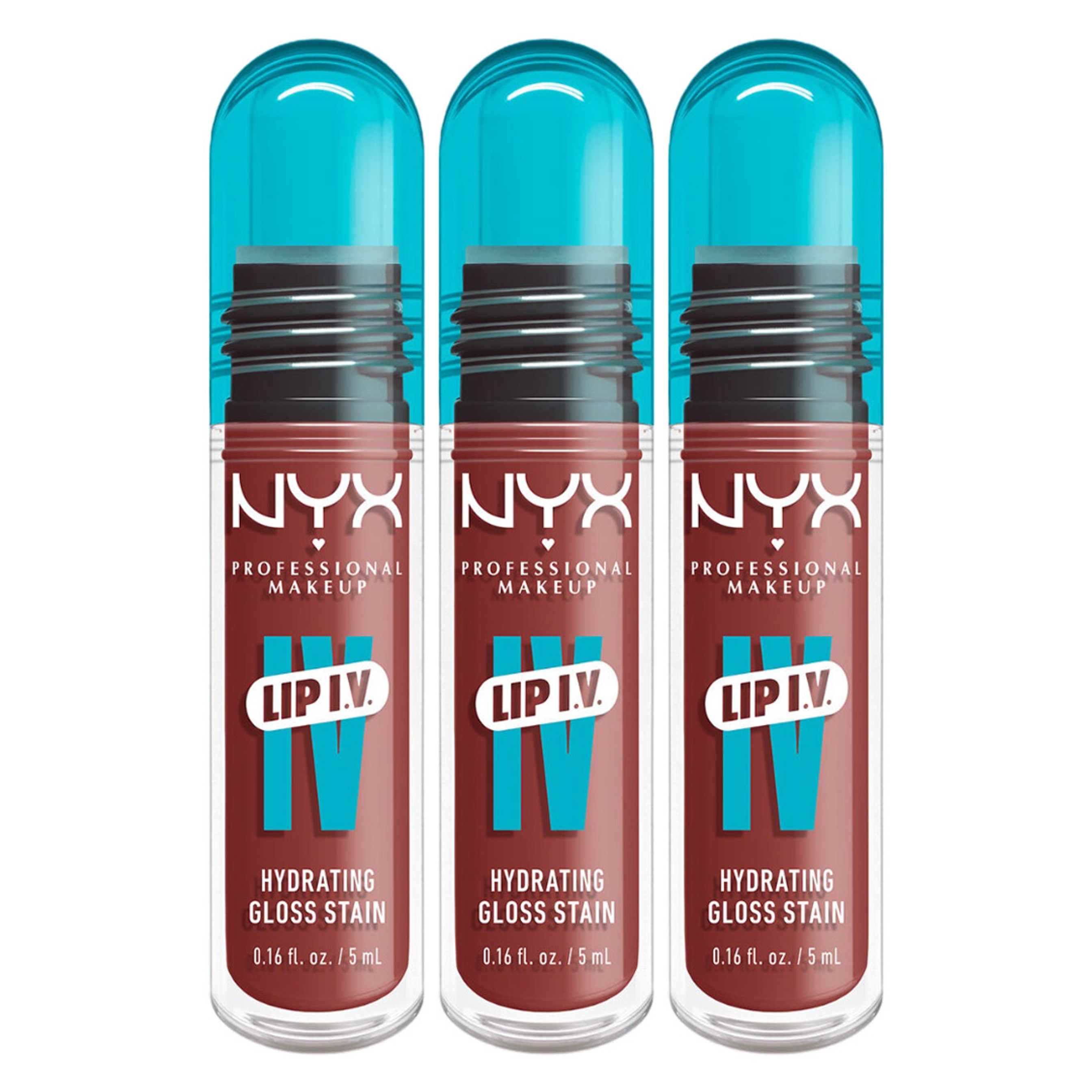 NYX Professional Makeup Lip IV Hydrating Lip Gloss Stain, Hydra-Honey, 0.16 fl.oz (Pack of 3) - Long-Lasting, Tinted, Vegan Formula 1
