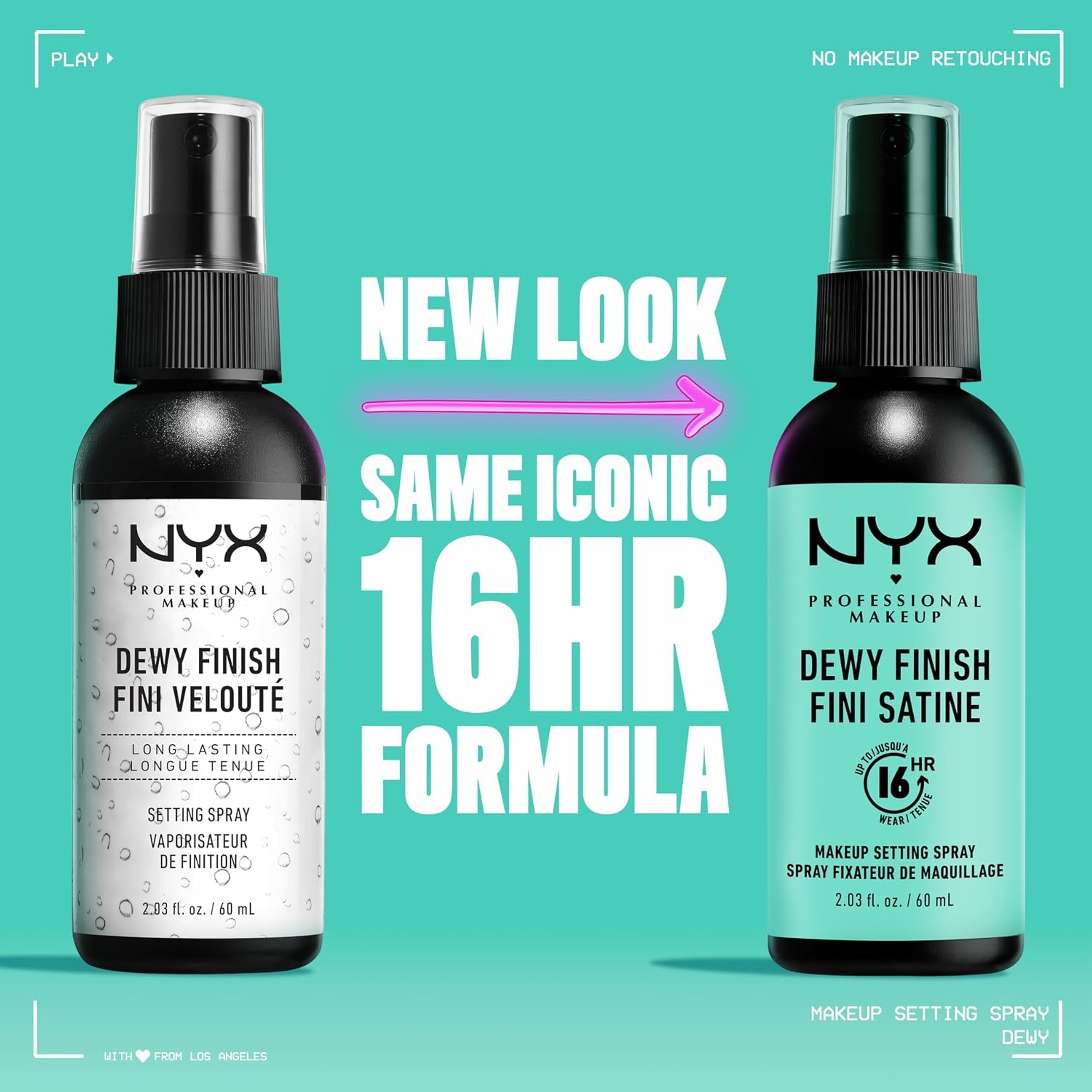NYX Professional Makeup Dewy Finish Makeup Setting Spray 2.03 fl.oz (Pack of 3) - Long-Lasting Face Mist for Up to 16HR Wear 2
