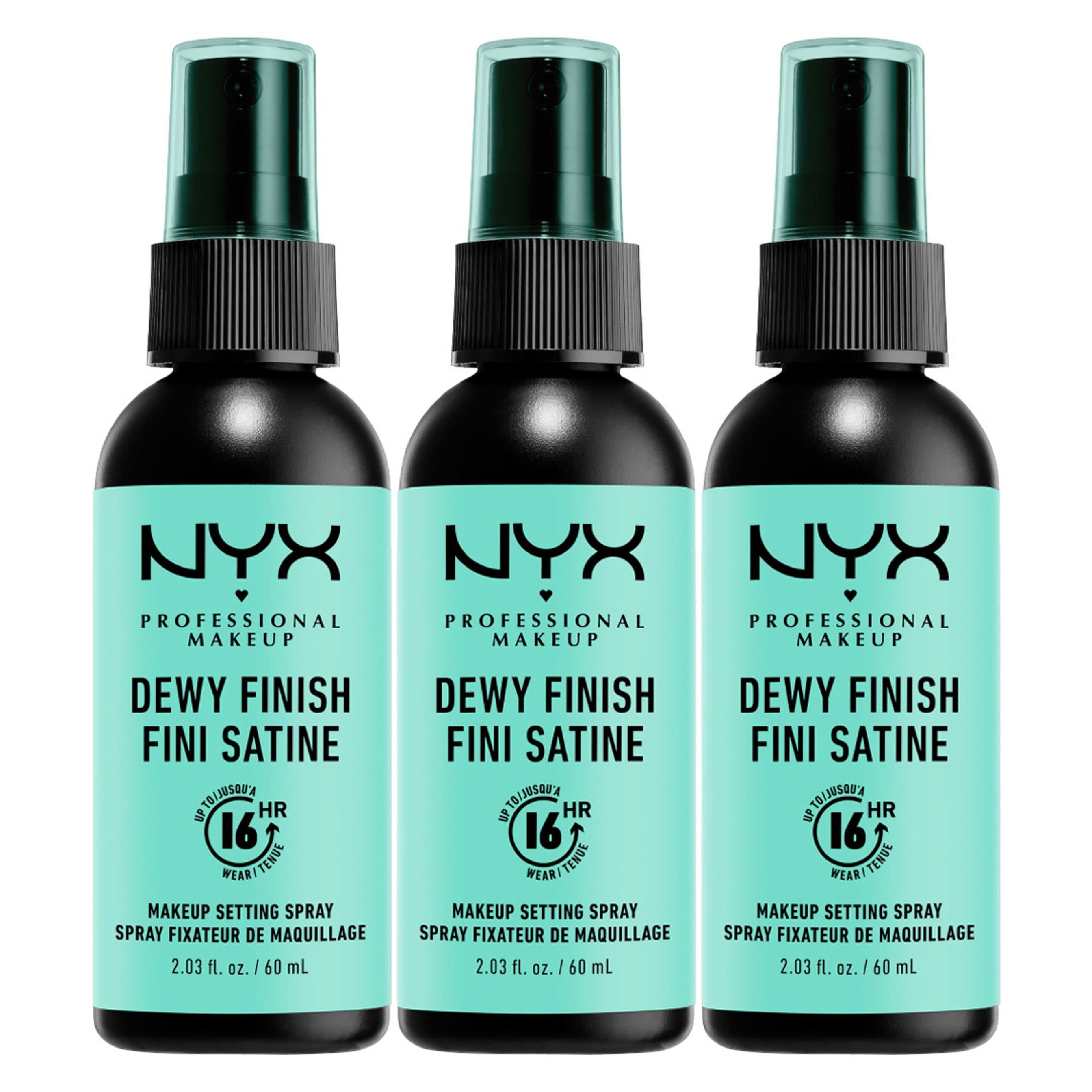 NYX Professional Makeup Dewy Finish Makeup Setting Spray 2.03 fl.oz (Pack of 3) - Long-Lasting Face Mist for Up to 16HR Wear 1