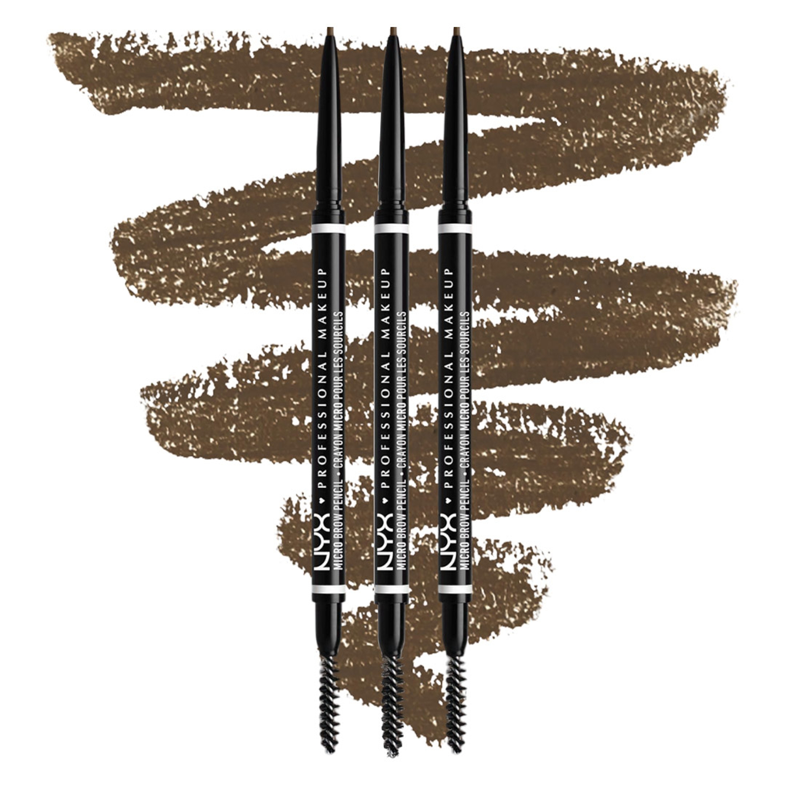 NYX Professional Makeup Micro Brow Pencil, Ash Brown, 1 Count (Pack of 3) - Precise Eyebrow Pencil 1