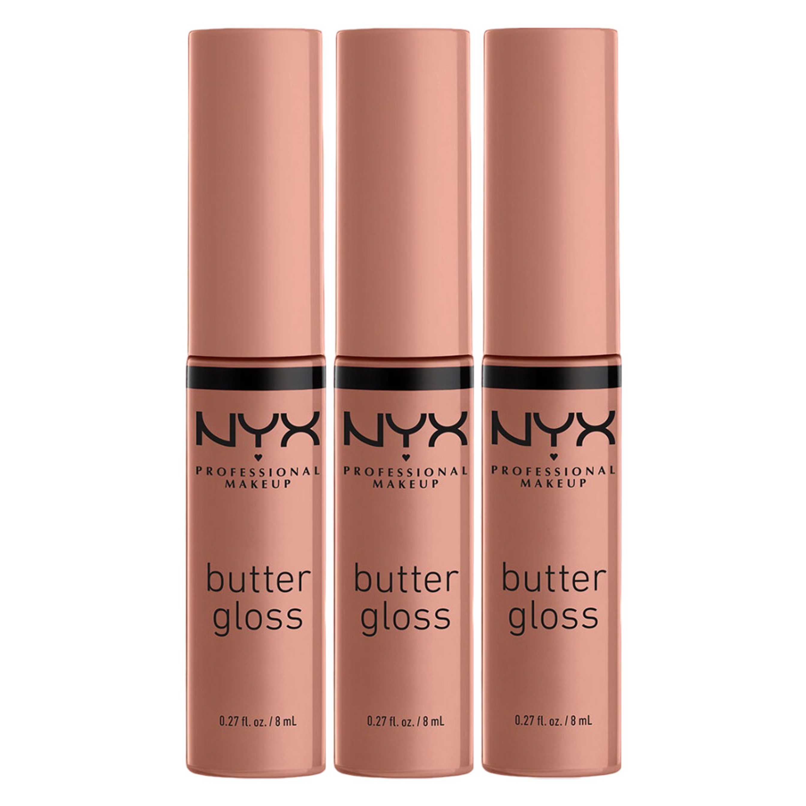 NYX Professional Makeup Butter Gloss Lip Gloss, Madeleine, 0.27 fl.oz (Pack of 3) - Non-Sticky & Shiny Vegan Lip Makeup 1
