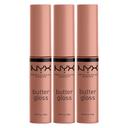 NYX Professional Makeup Butter Gloss Lip Gloss, Madeleine, 0.27 fl.oz (Pack of 3) - Non-Sticky & Shiny Vegan Lip Makeup 1