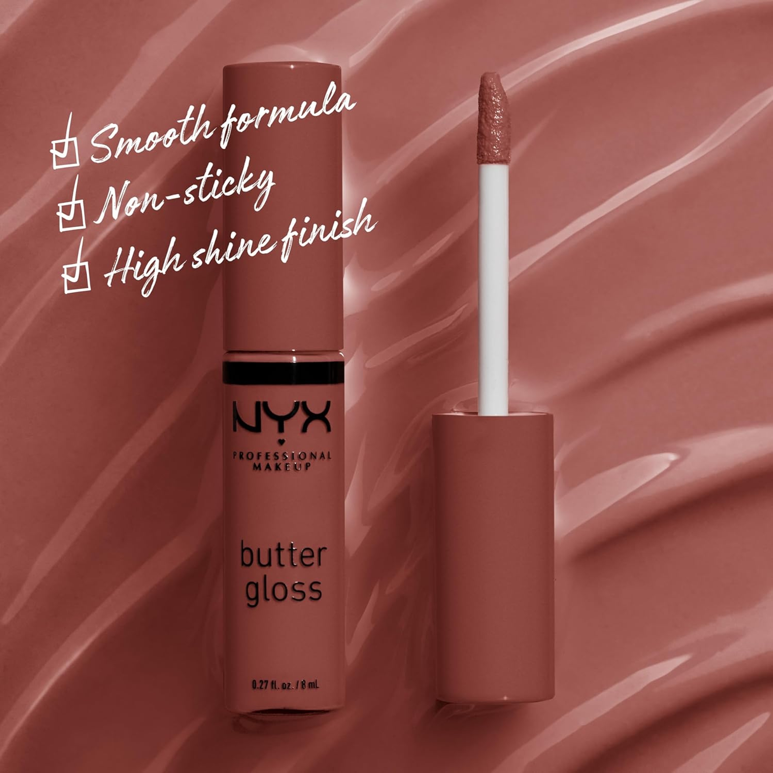 NYX Professional Makeup Butter Gloss Lip Gloss, Praline, 0.27 fl.oz (Pack of 3) - Non-Sticky & Shiny Vegan Lip Makeup 2