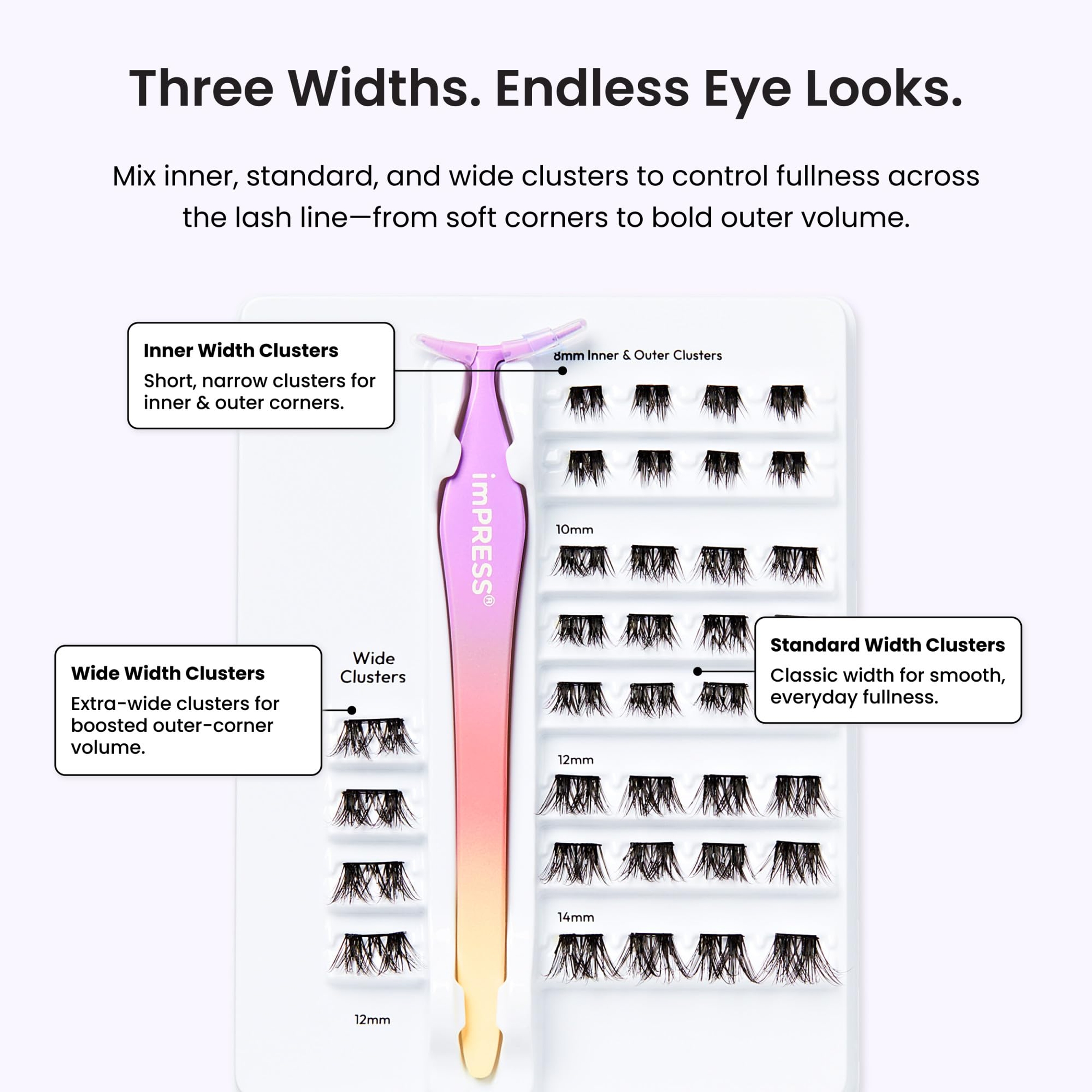 imPRESS Press-On Falsies Eyelashes, Classic Natural, 36 Clusters & 1 Non-Stick Applicator - No Glue Needed 5