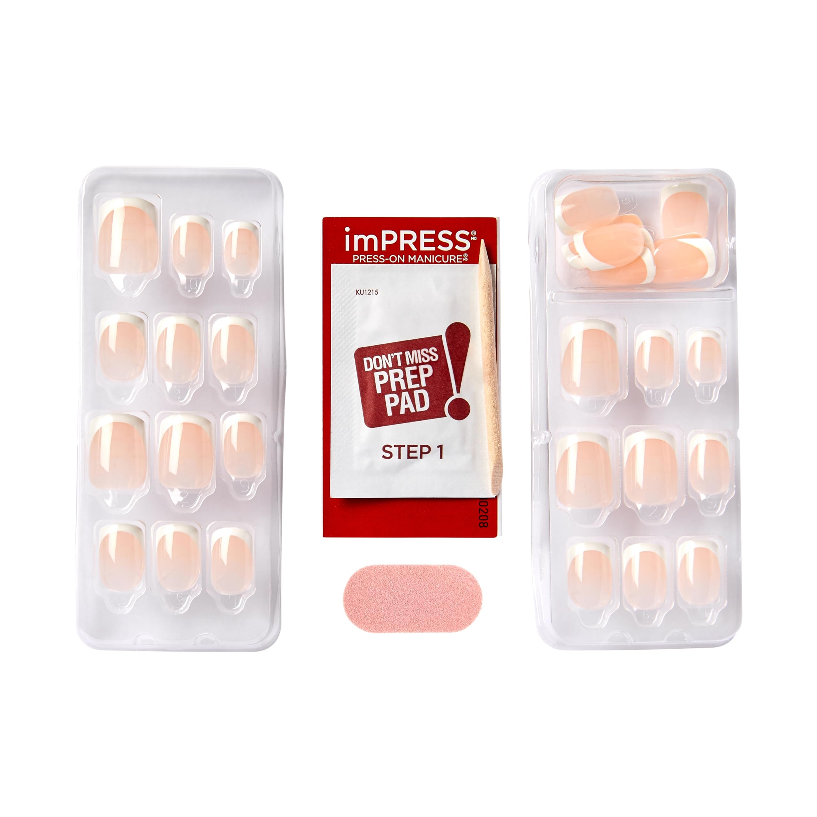 imPRESS No Glue Mani Press On Nails, Model, 30 Count - Classic French, Light Neutral & White Tip, Short Squoval 5