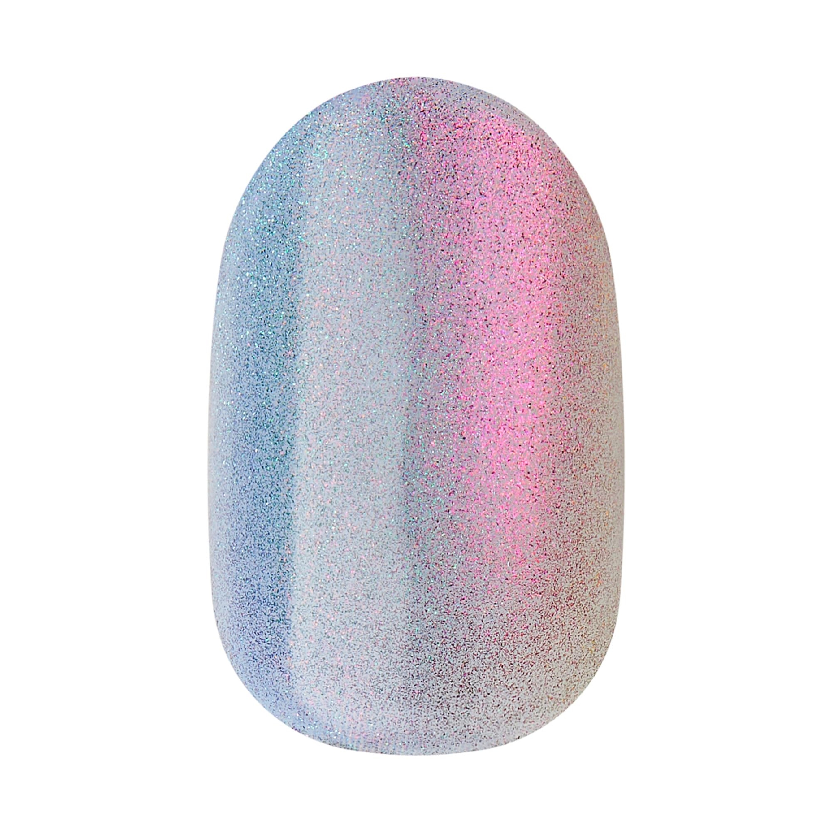 imPRESS colorFX No Glue Mani Press On Nails, Fly Up, 30 Count - Silver & Blue Short Oval Chrome Effect 8