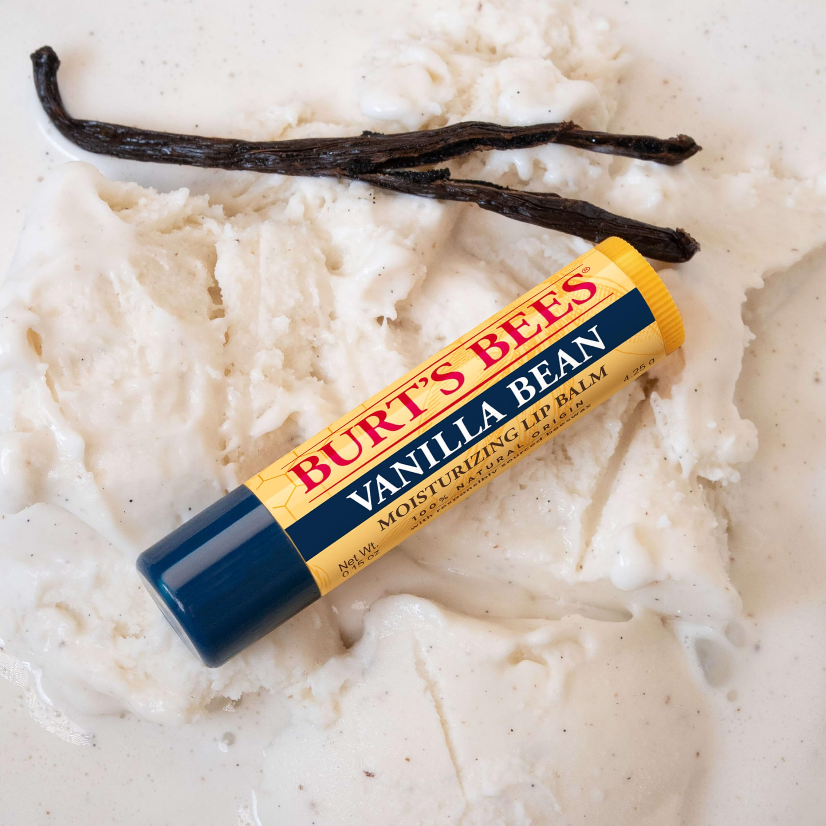 Burt's Bees Lip Balm, Vanilla Bean, 0.15 oz (Pack of 2) - Lip Moisturizer with Responsibly Sourced Beeswax, Tint-Free 7