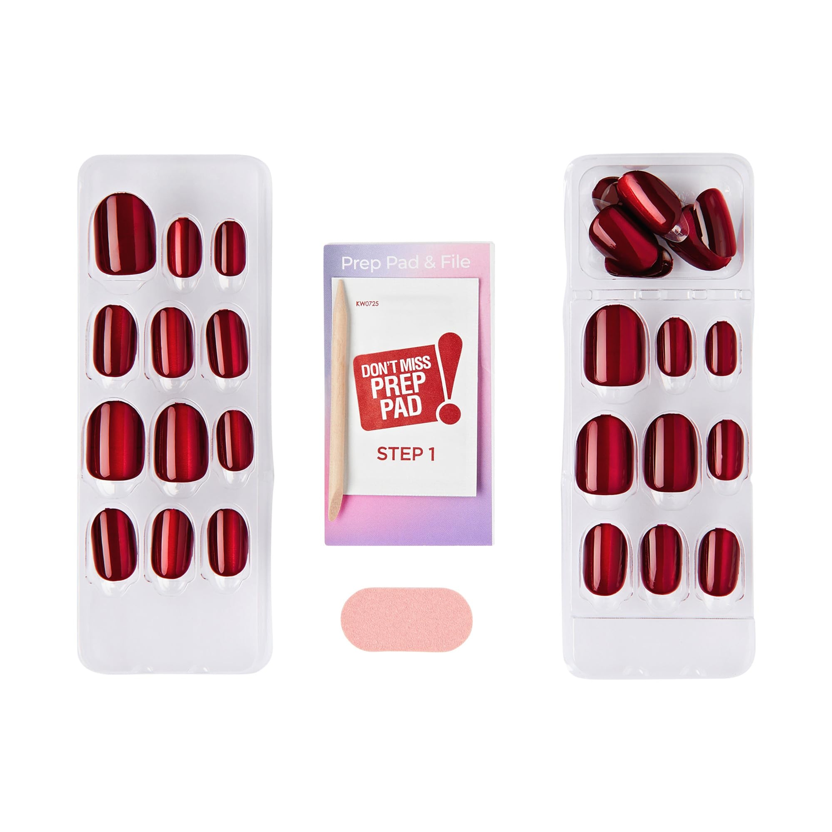 imPRESS colorFX No Glue Mani Press On Nails, Hidden Gem, 30 Count - Red Short Oval Chrome Effect 6