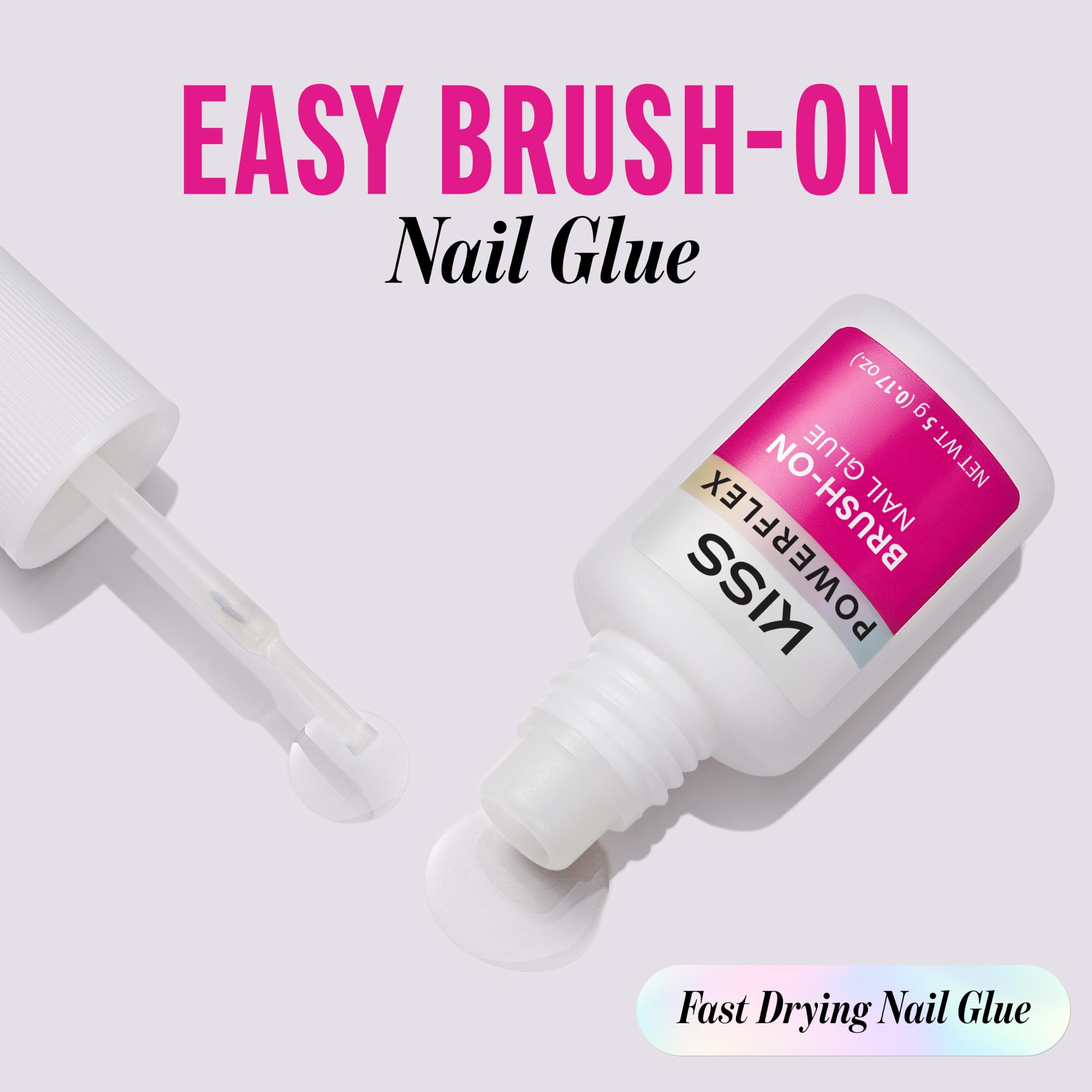 Kiss Powerflex Brush-On Nail Glue 0.17 oz - Ultra Hold, Fast Drying Adhesive, Instantly Repairs Cracks 4