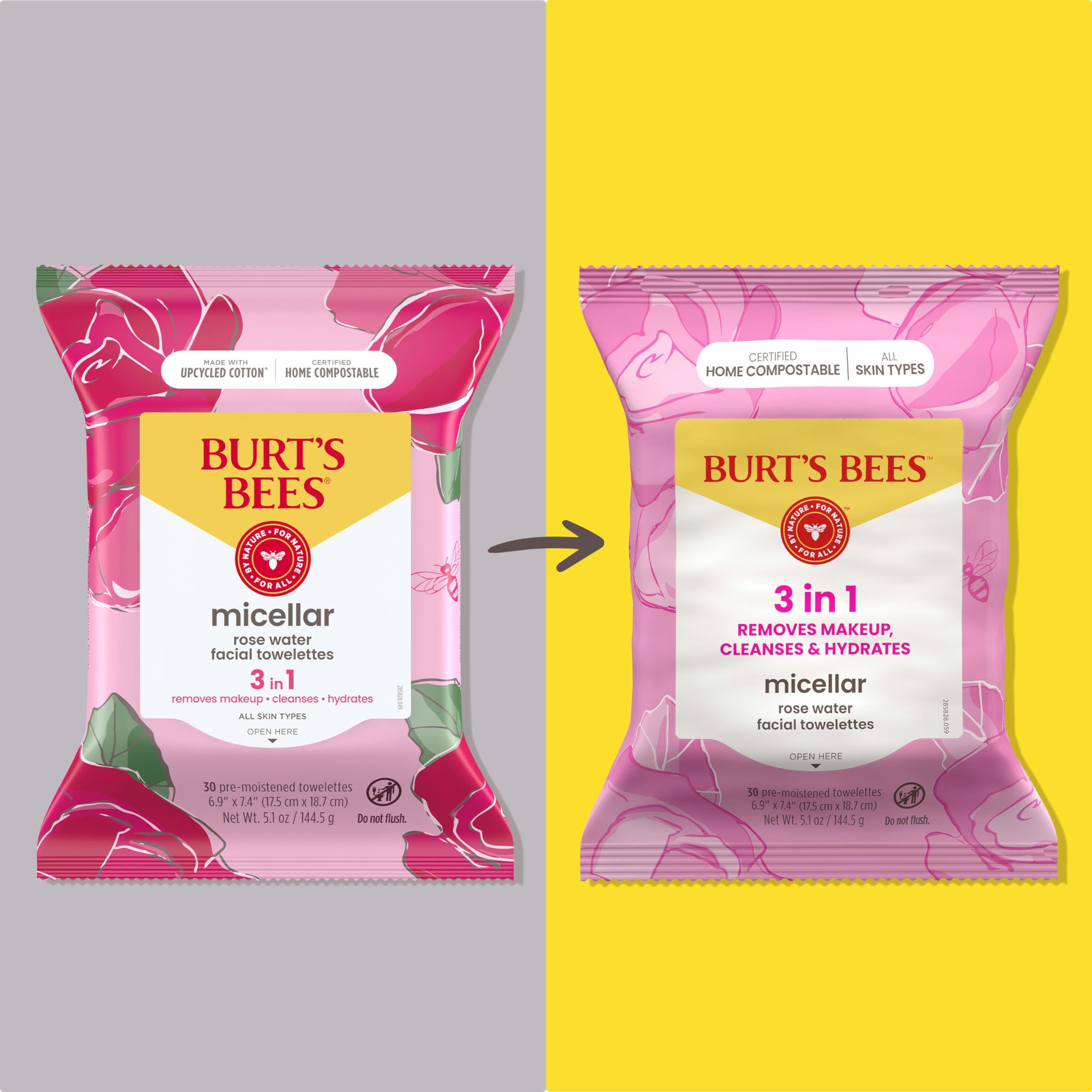 Burt's Bees Micellar Rose Water Facial Towelettes 30 Count - Daily Cleansing Wipes for All Skin Types 2