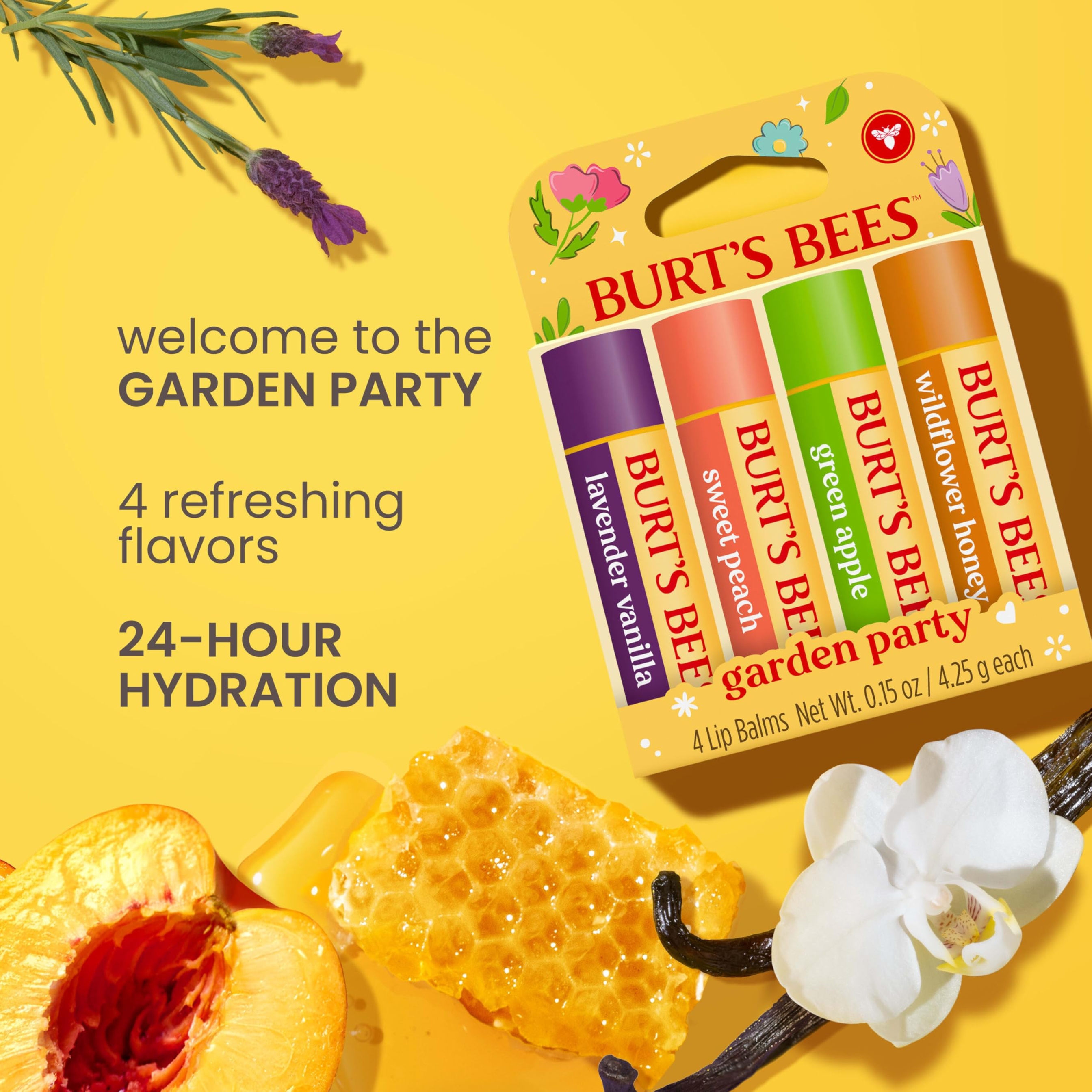 Burt's Bees Garden Party Lip Balm 0.15 oz (Pack of 4) - Natural Origin Lip Treatment with Responsibly Sourced Beeswax 2