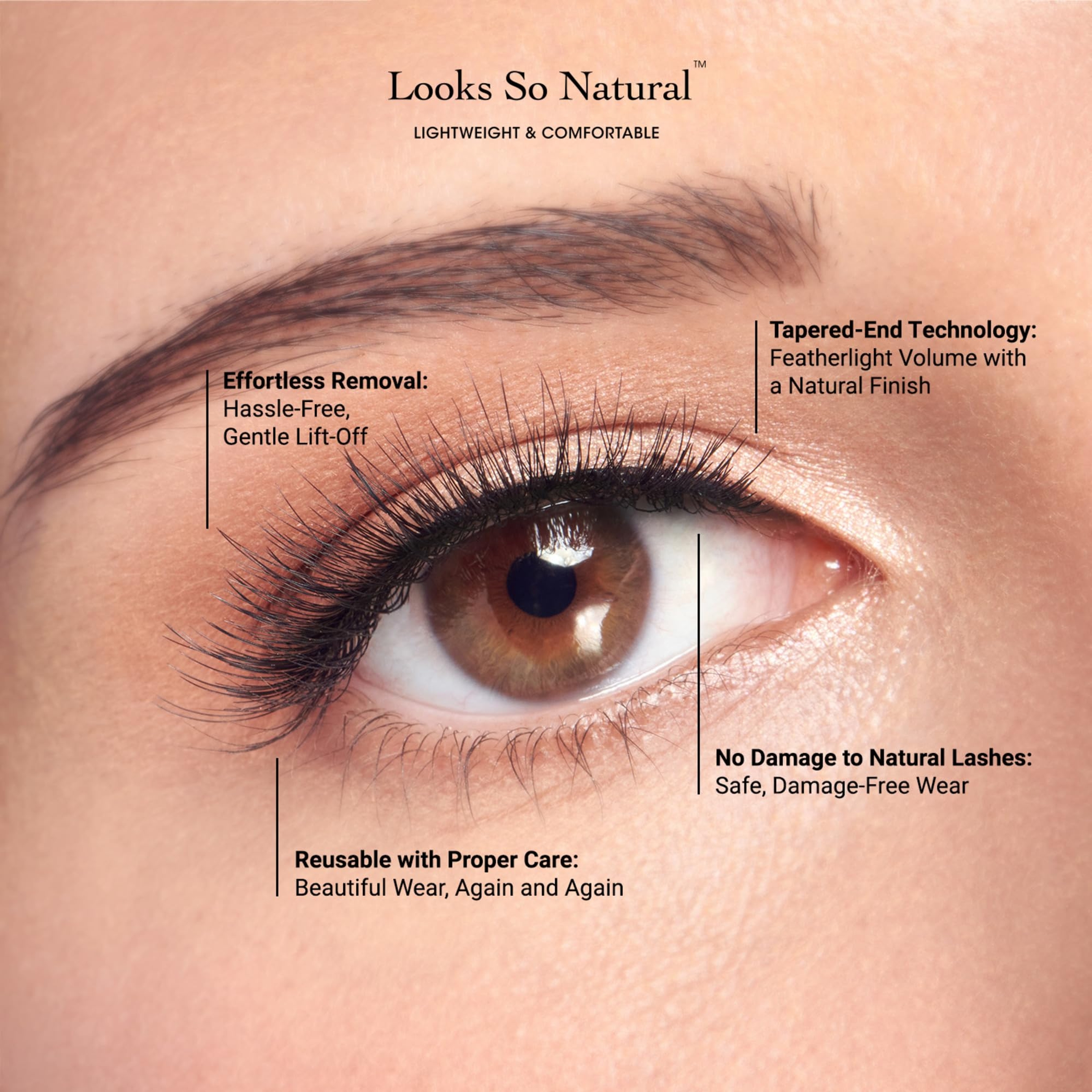 Kiss Looks So Natural False Eyelashes, Shy 12mm, 5 Pairs - Easy to Apply, Reusable Lash Clusters 3