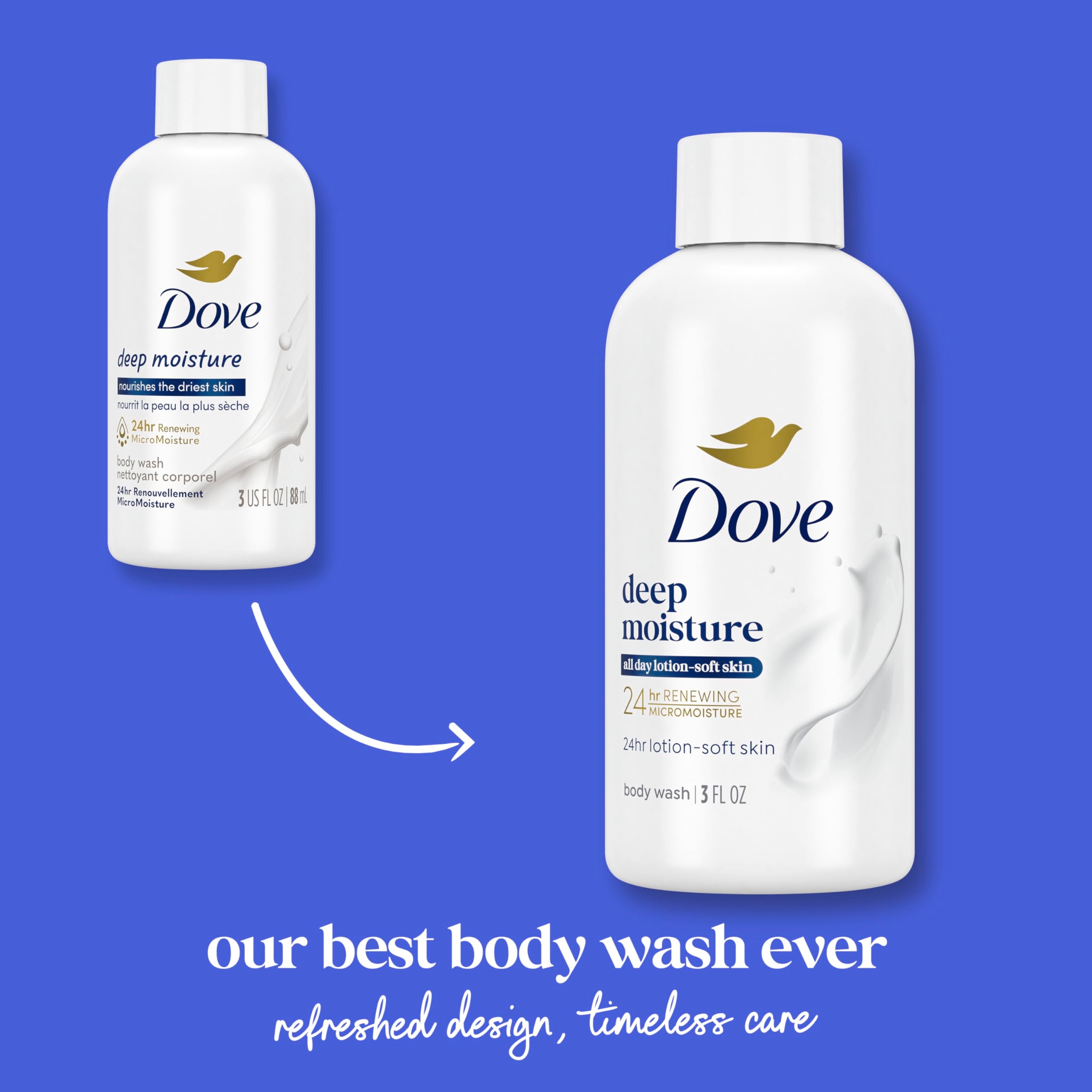 Dove Deep Moisture Body Wash 3 fl.oz - Moisturizing Skin Cleanser for 24H Lotion-Soft Skin 2