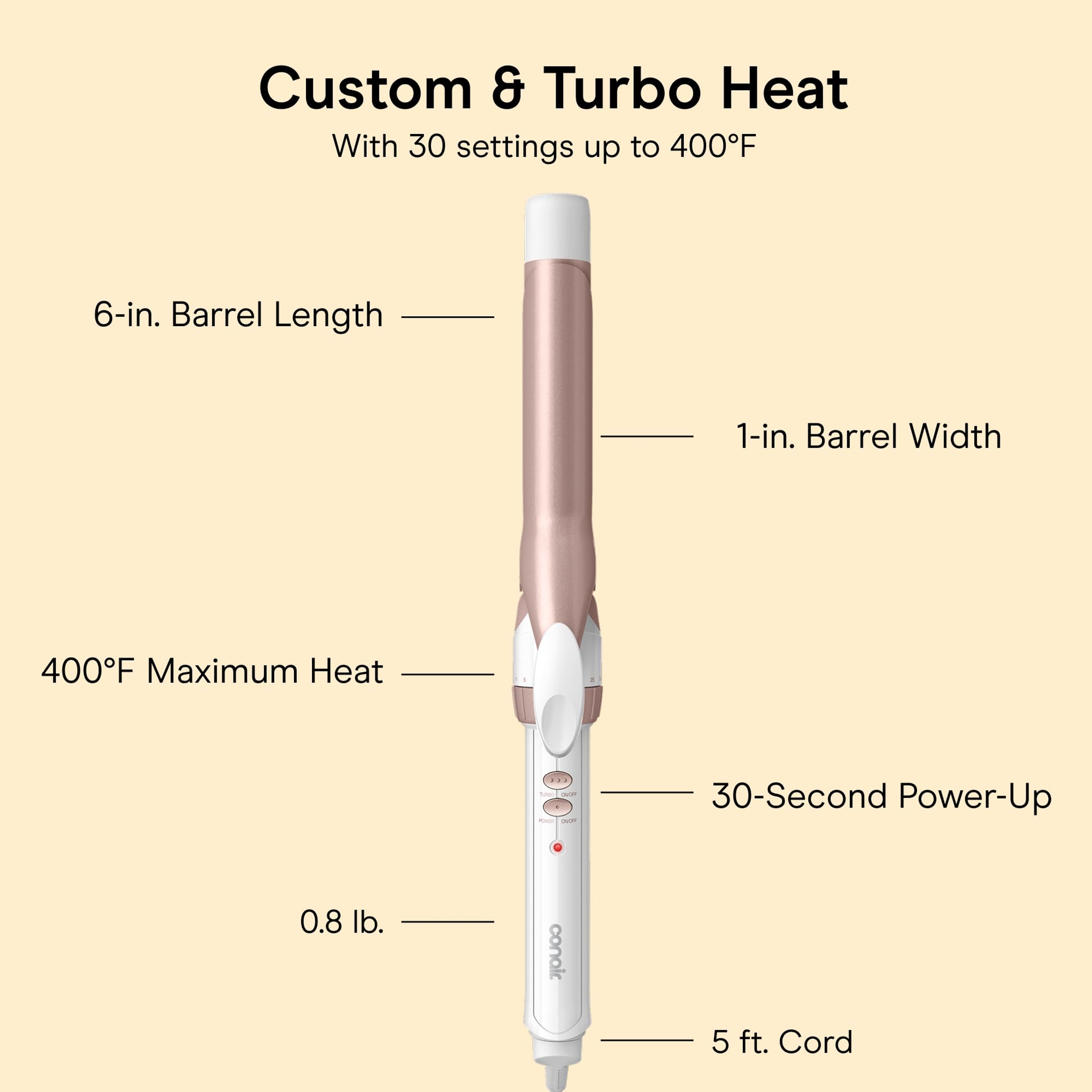Conair Double Ceramic Curling Iron, 1 Inch Barrel, 1 Count - Hair Curler & Hair Waver for Medium to Long Hair 4