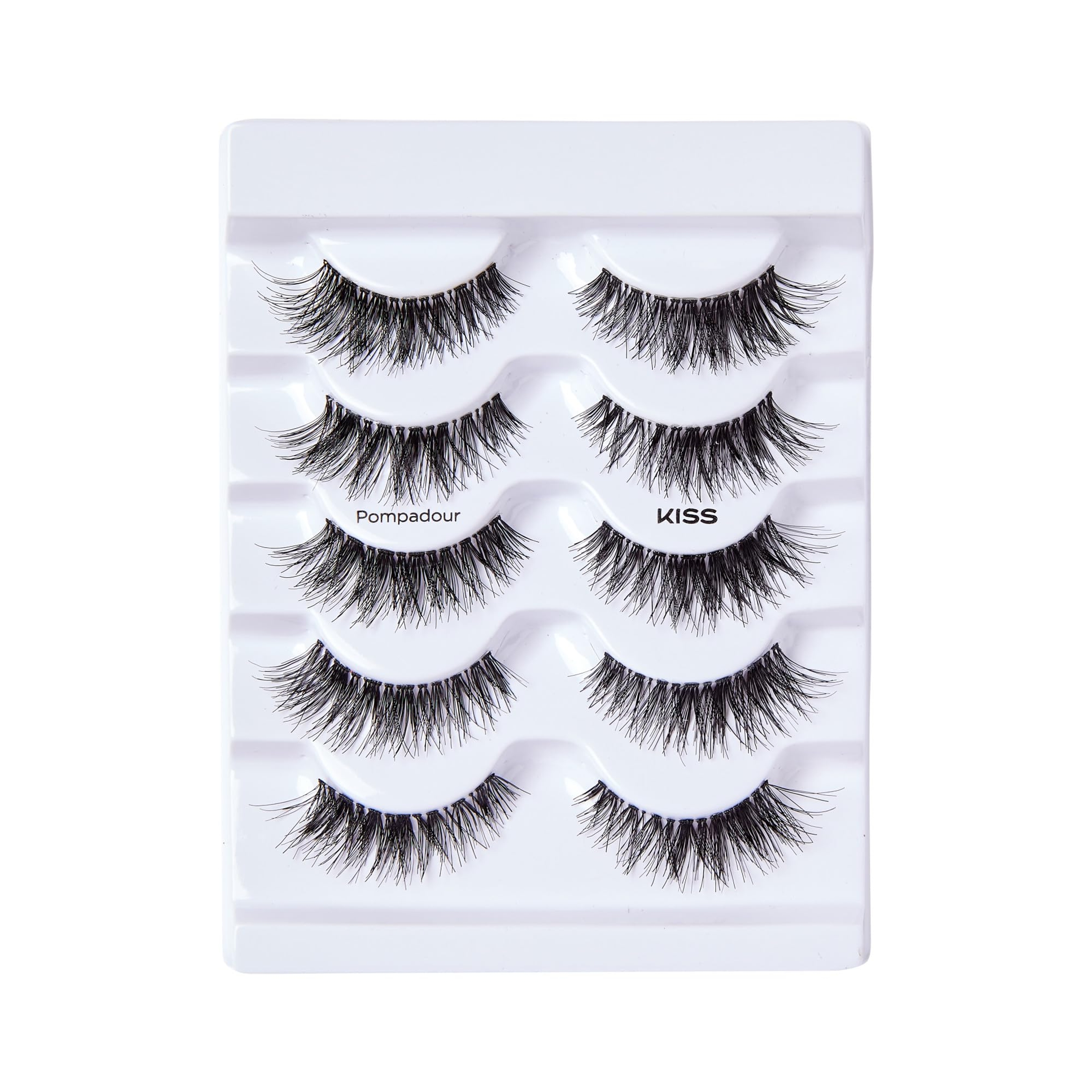 Kiss So Wispy False Eyelashes, Pompadour 16mm, 5 Pairs - Easy to Apply, Reusable Lash Clusters 5