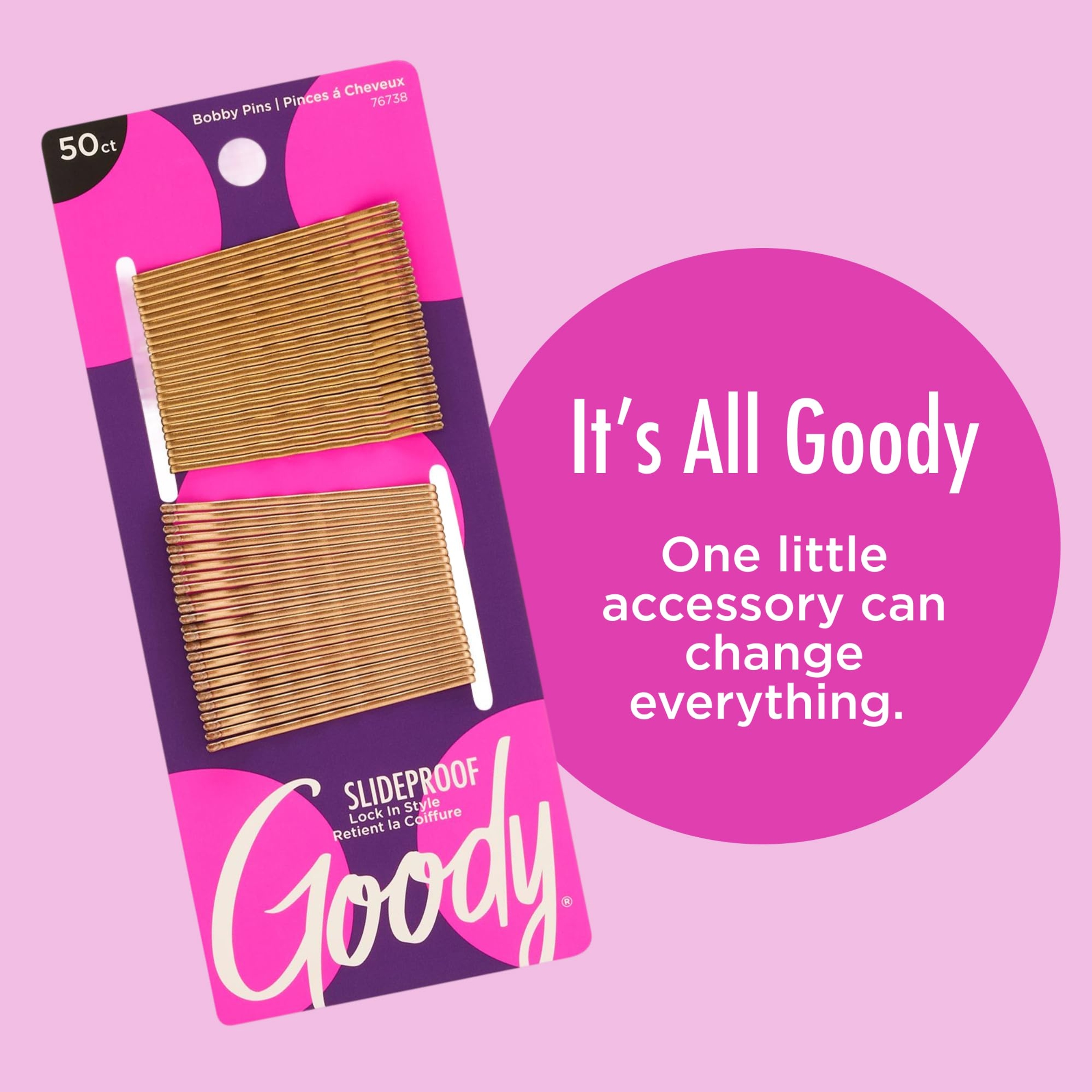 Goody SlideProof Bobby Pins, Metallic Blonde, 50 Count - High Gloss Bobby Hair Pins for Styling, Locks in Style 9