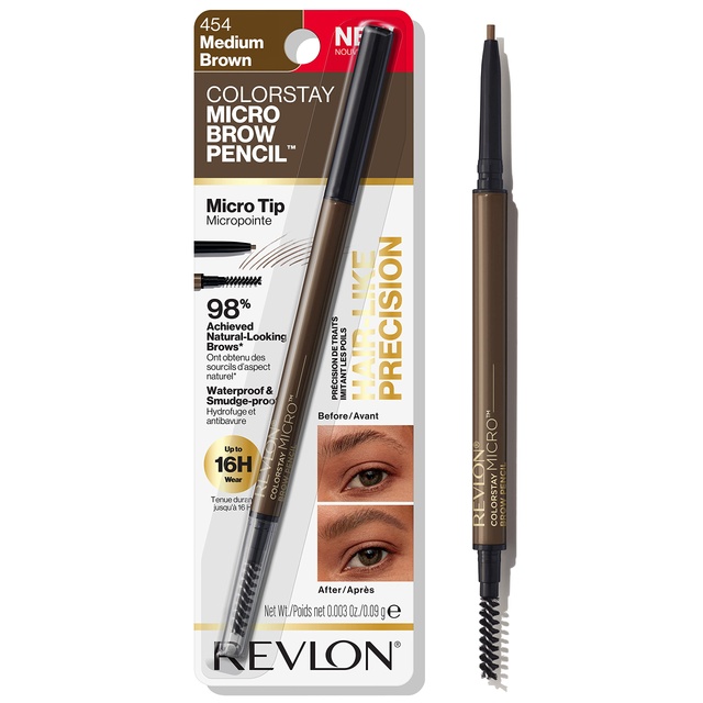 Revlon ColorStay Micro Eyebrow Pencil with Built In Spoolie Brush, Infused with Argan and Marula Oil, Waterproof, Smudgeproof, 454 Medium Brown, 0.003 oz — Out of stock