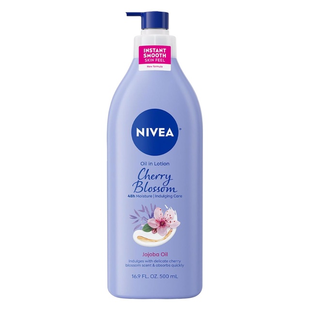 Nivea Cherry Blossom & Jojoba Oil Infused Body Lotion 16.9 fl.oz - Moisturizes for 48H, Fast-Absorbing & Non-Greasy