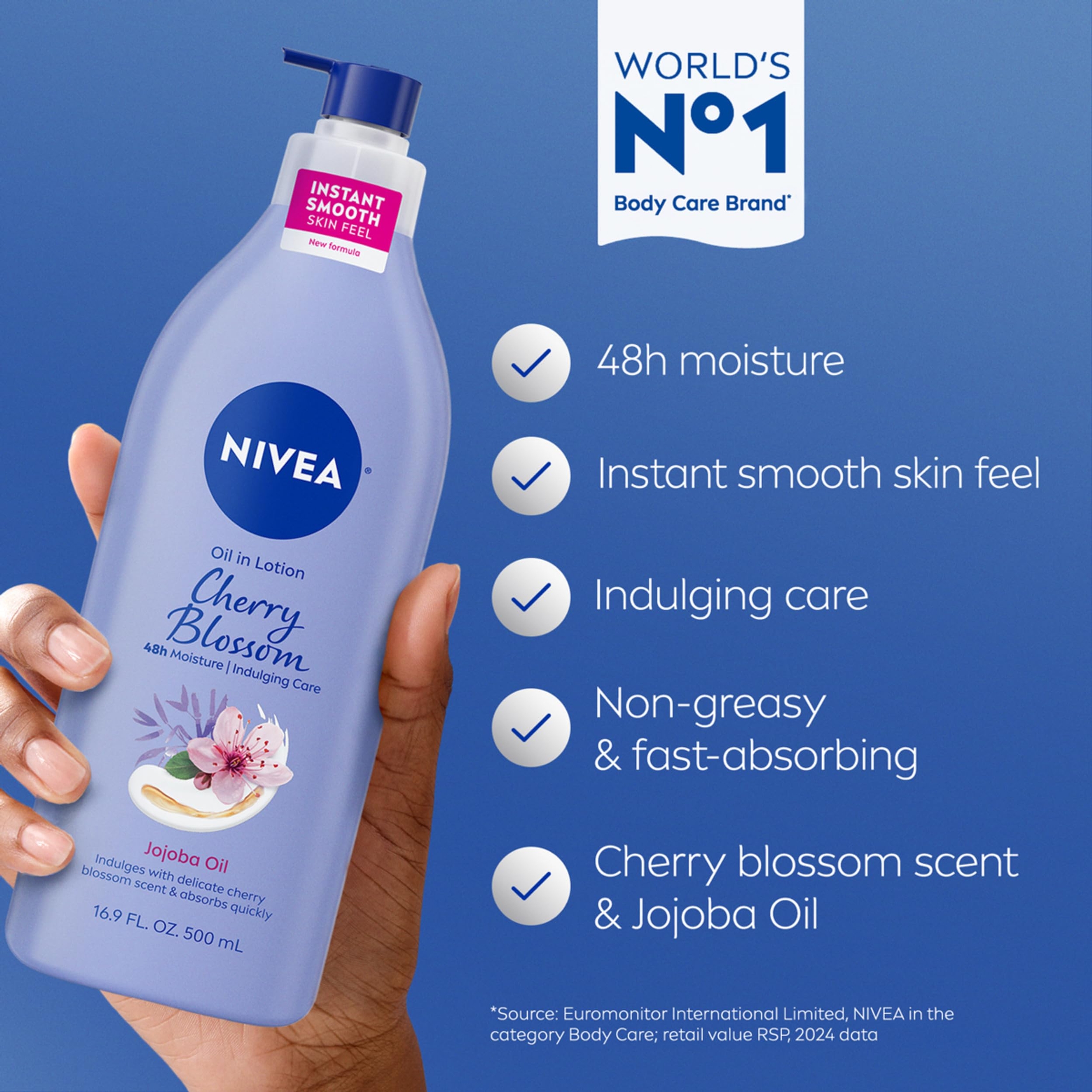 Nivea Cherry Blossom & Jojoba Oil Infused Body Lotion 16.9 fl.oz - Moisturizes for 48H, Fast-Absorbing & Non-Greasy 3