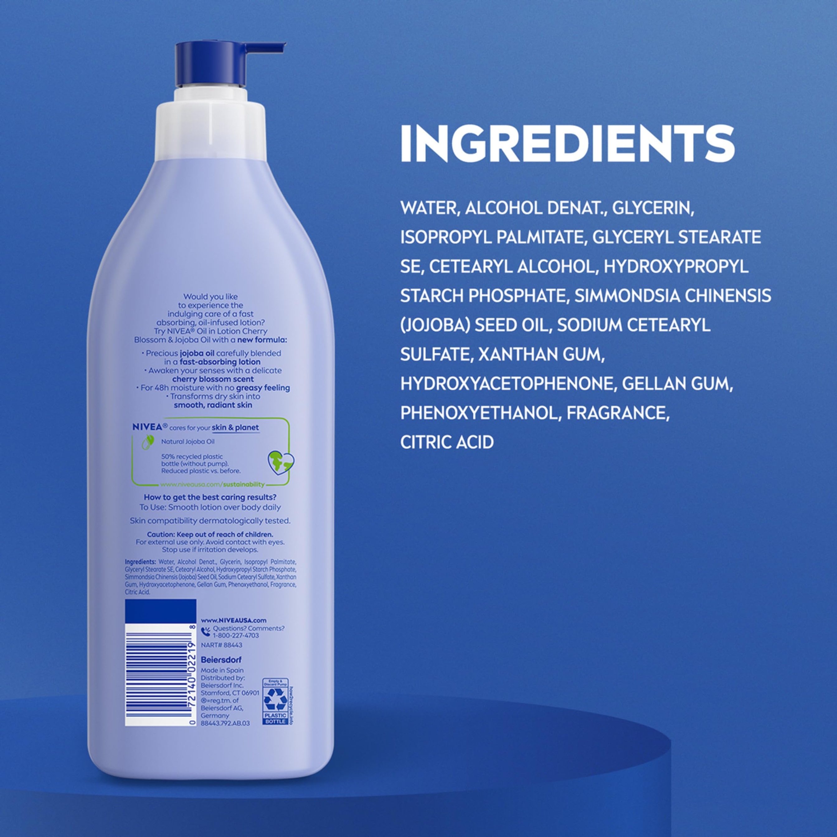 Nivea Cherry Blossom & Jojoba Oil Infused Body Lotion 16.9 fl.oz - Moisturizes for 48H, Fast-Absorbing & Non-Greasy 10
