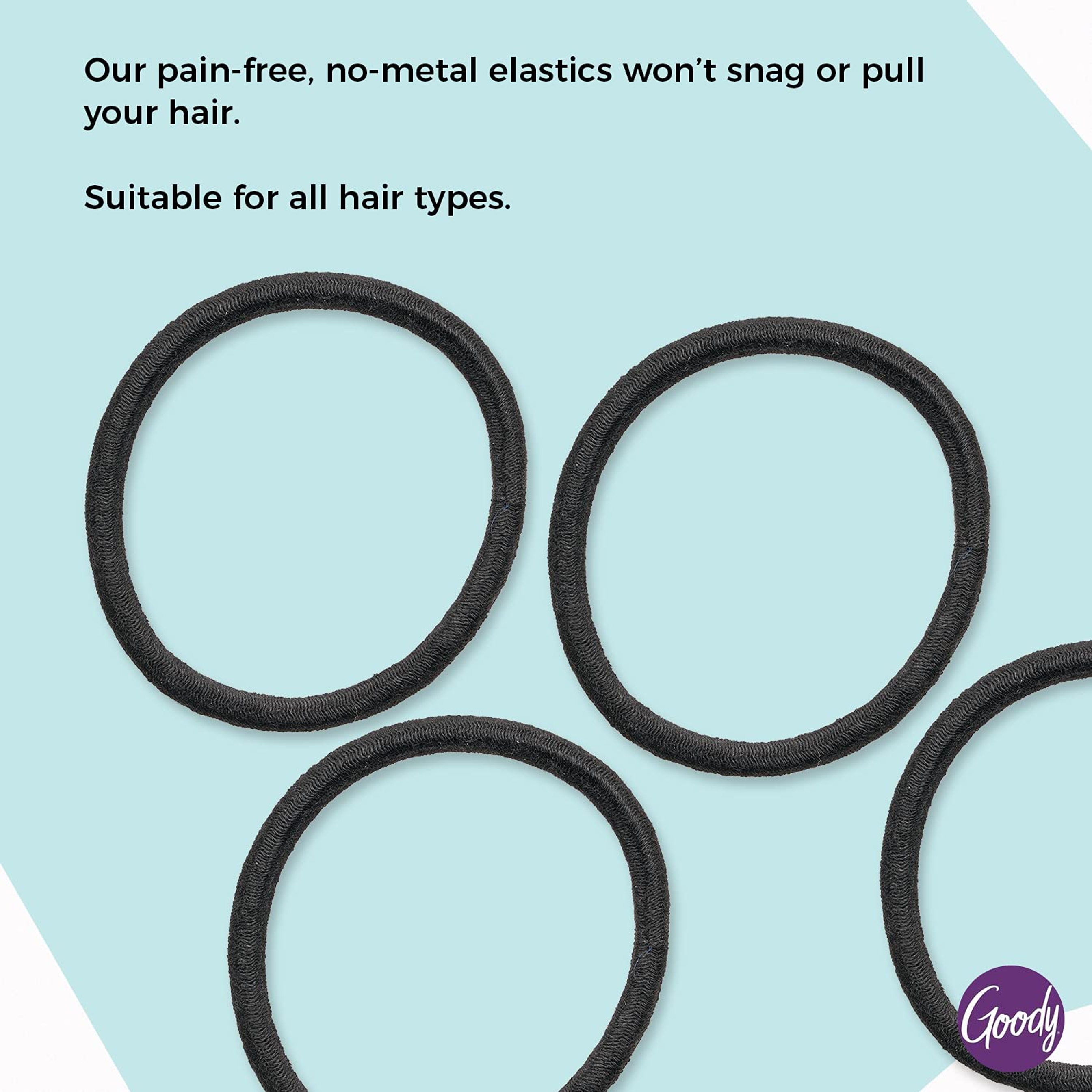 Goody Ouchless Hair Elastics, Black, 15 Count - No Pull, No Breakage, Tangle-Free Hold for Thick, Curly, Coily & Textured Hair 2
