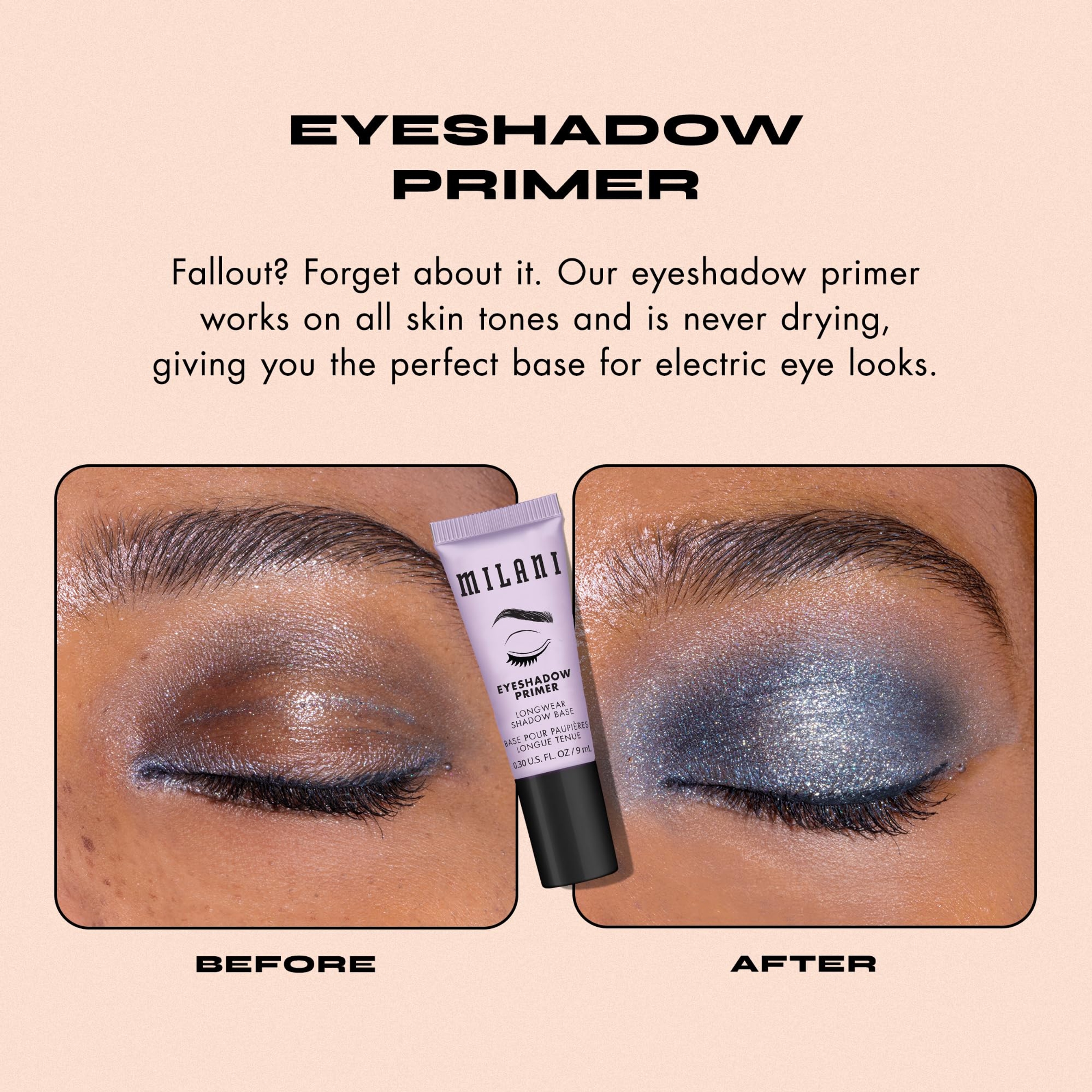 Milani Eyeshadow Primer 0.3 fl.oz - Clear Longwear Crease-Proof Eye Makeup Base for Up to 8H 3