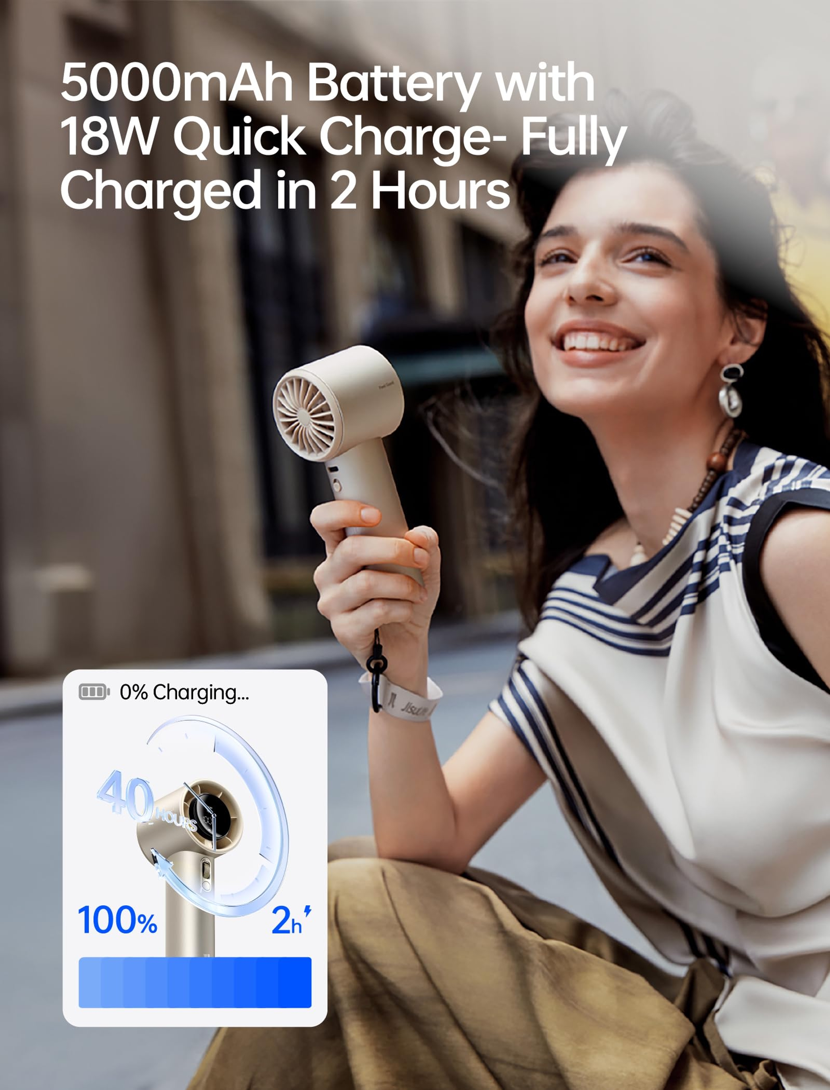 Jisulife Handheld Fan Pro1S, Light Brown, 1 Count - Up to 40H Runtime, Metal Body-Enduring Quality 4