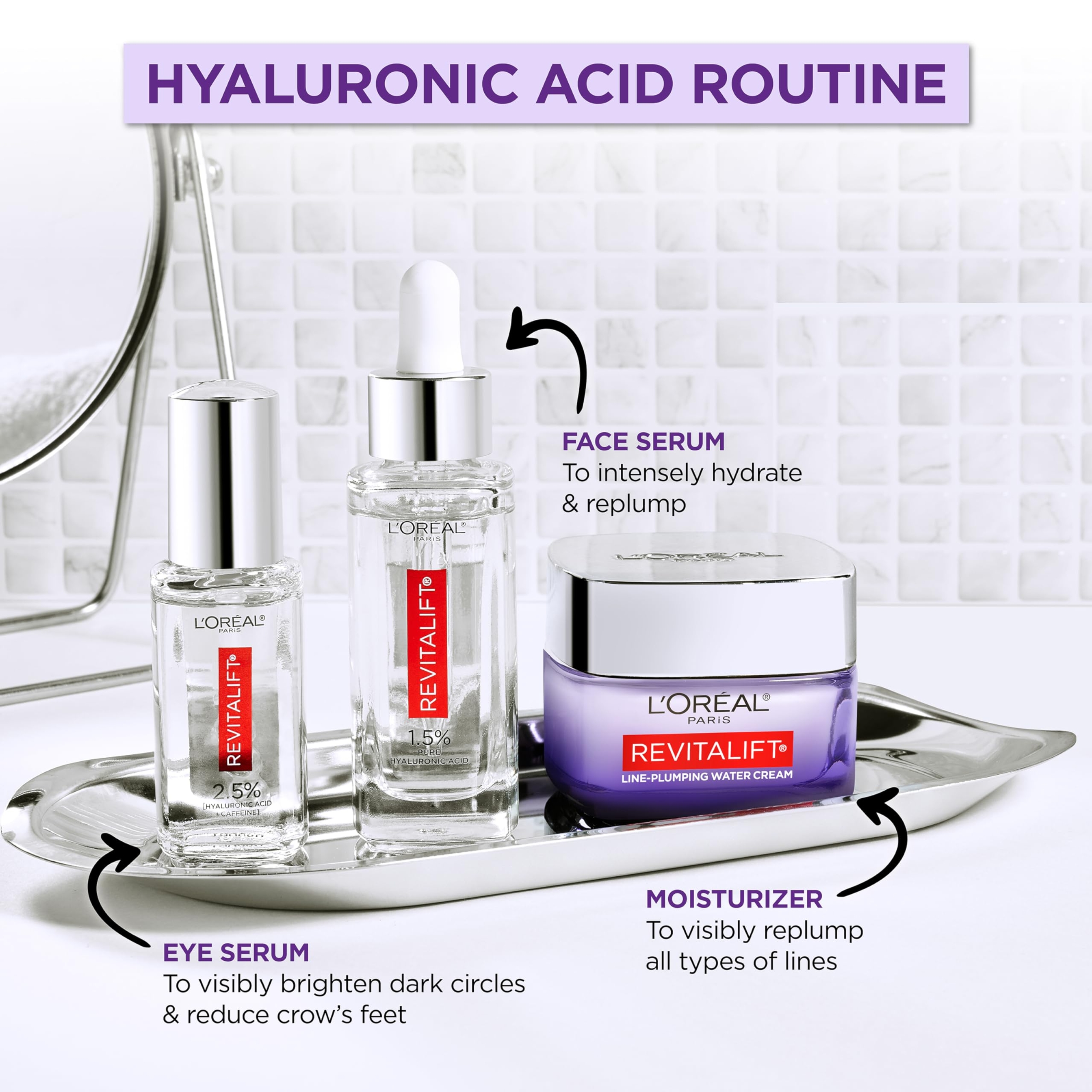 L'Oreal Paris Revitalift 1.5% Pure Hyaluronic Acid Serum 1 fl.oz - Anti-Aging Serum to Hydrate Skin & Reduce Wrinkles 7