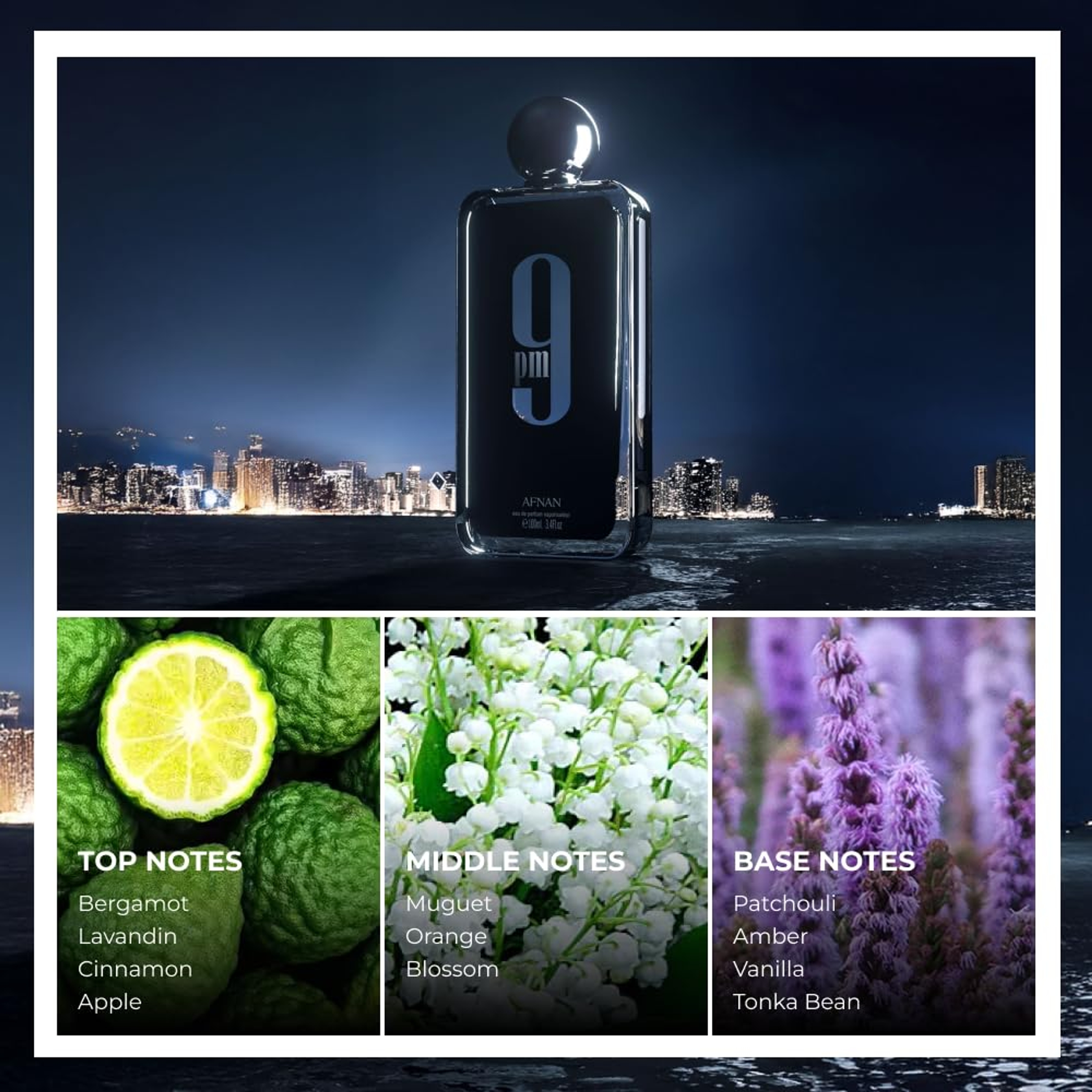 Afnan 9 PM Eau de Parfum for Men 5.07 fl.oz - Fresh Spicy Amber Vanilla Fragrance 2