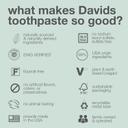 Davids Whitening + Antiplaque Toothpaste, Natural Peppermint, 5.25 oz - Fresh Breath Care, Fluoride Free, SLS Free 4