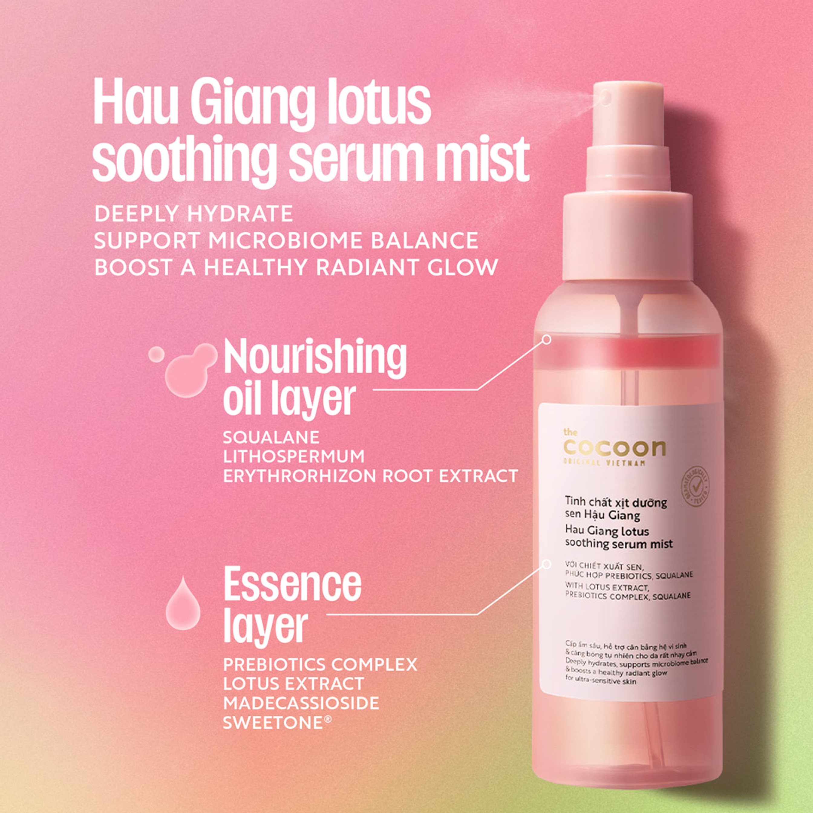 Cocoon Hau Giang Lotus Soothing Serum Mist 6.76 fl.oz - Deeply Hydrates & Boosts Radiant Glow for Sensitive Skin 2