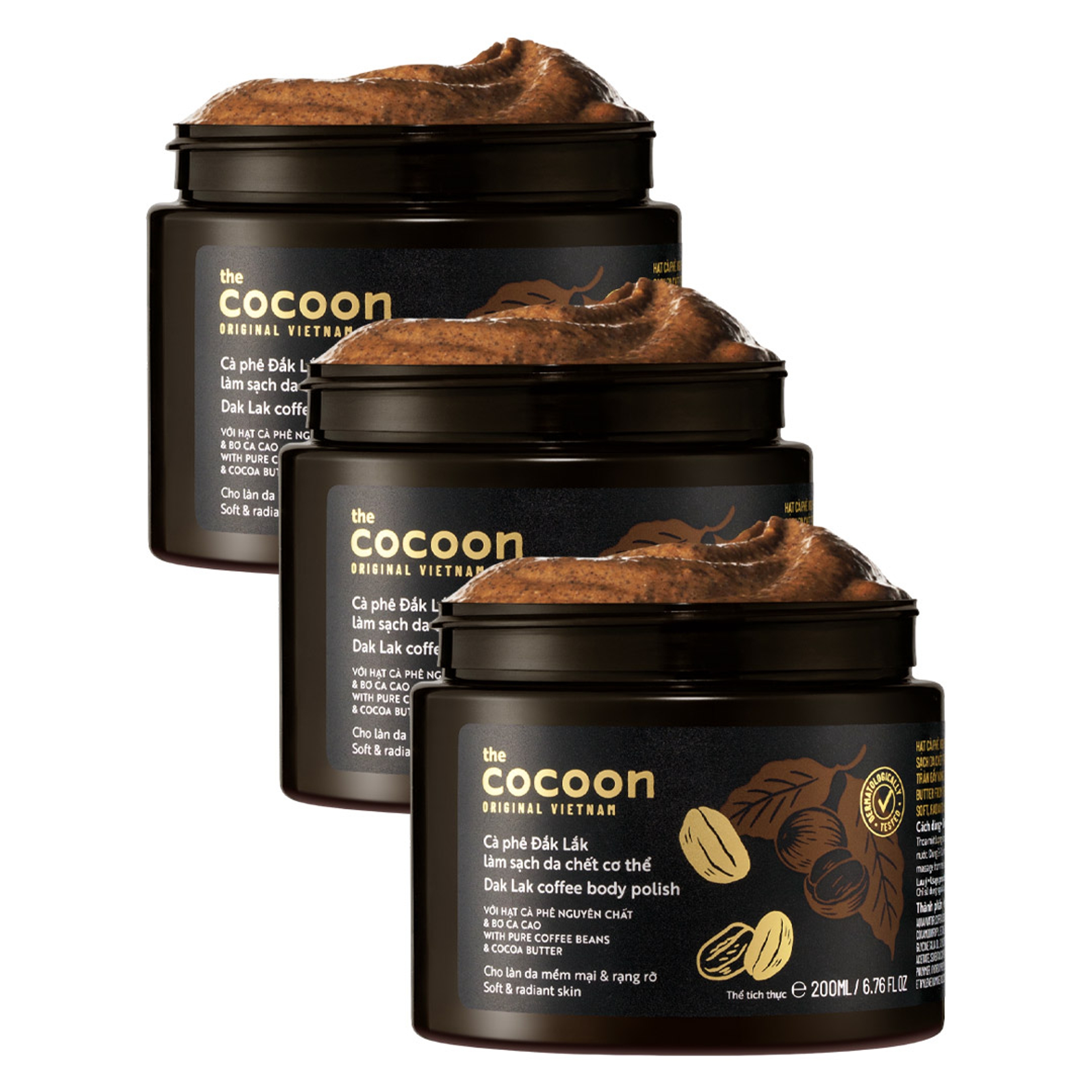 Cocoon Dak Lak Coffee Body Polish 6.76 fl.oz (Pack of 3) - Body Scrub with Pure Coffee Beans & Cocoa Butter for Soft & Radiant Skin 1