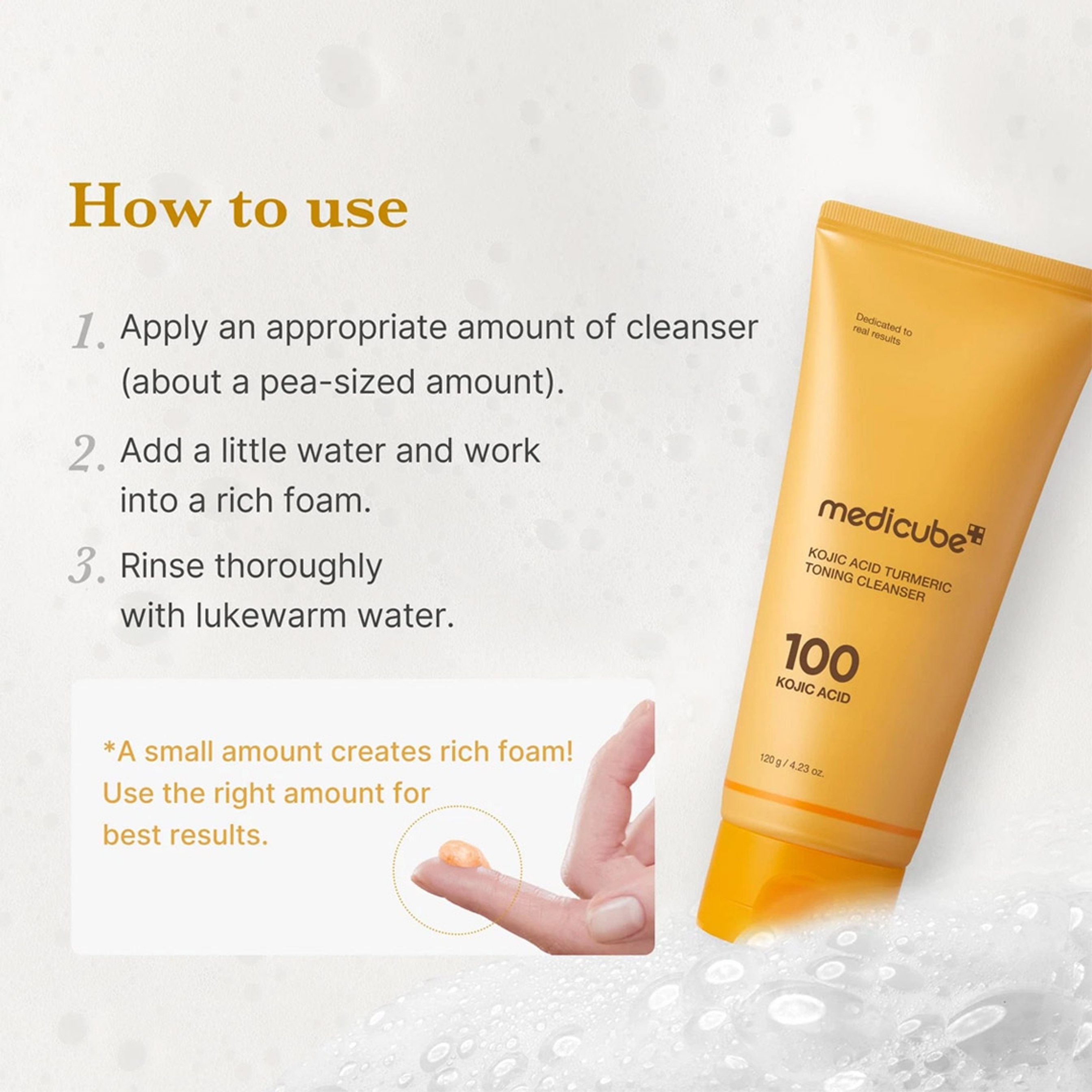 Medicube Kojic Acid Turmeric Toning Cleanser 4.23 oz - Daily Brightening & Balancing Cleanser for Radiant Glass Skin 6